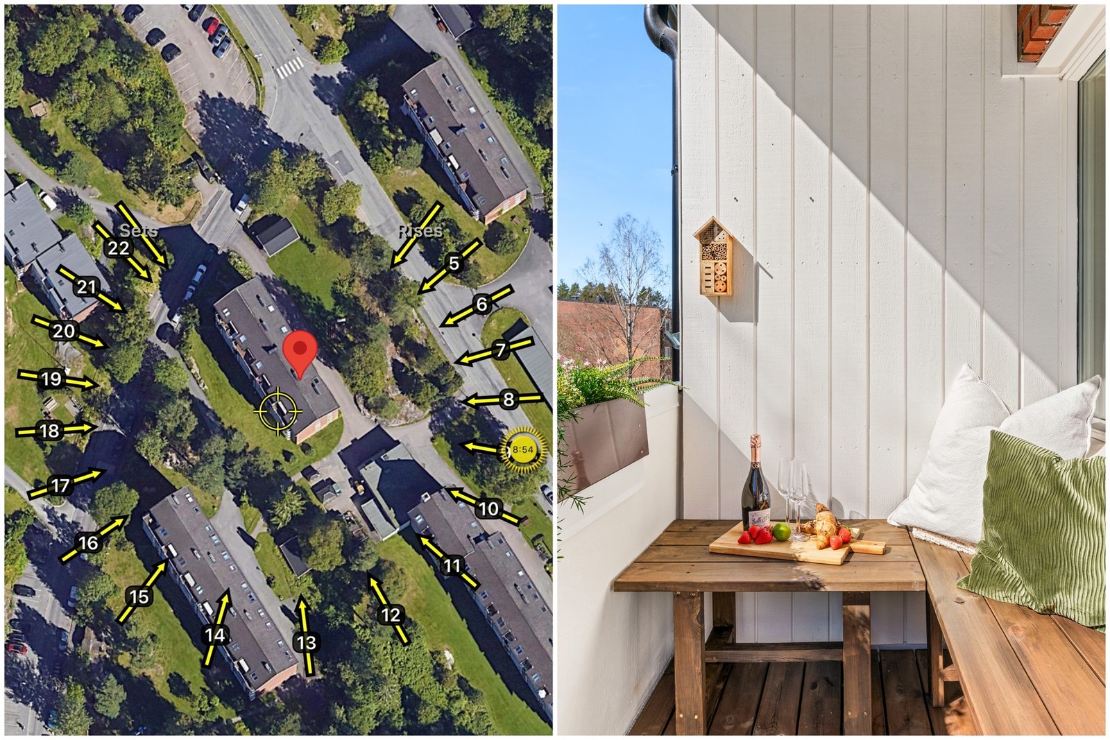 Den sydvestvendte beliggenheten sørger for meget gode forhold på balkongen. Det er tillatt å grille med elektrisk grill på balkongen. Galleribilde