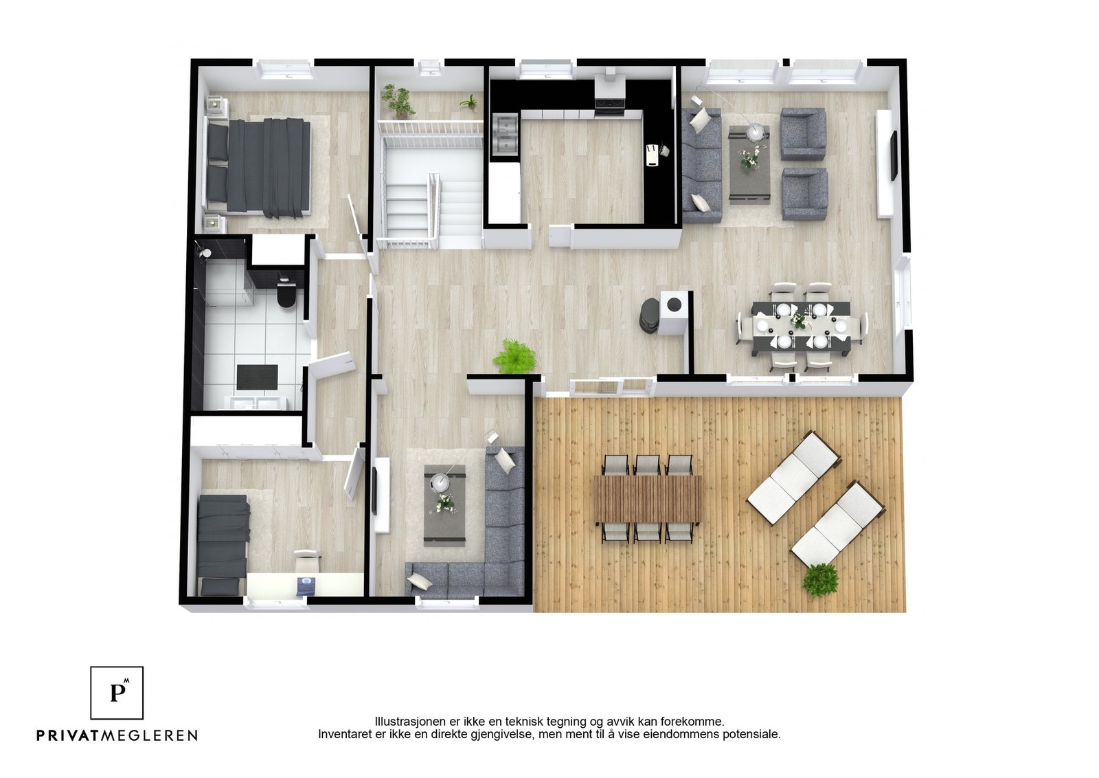 Hovedetasjen med heve/-skyvedør og utgang til terrassen. Galleribilde