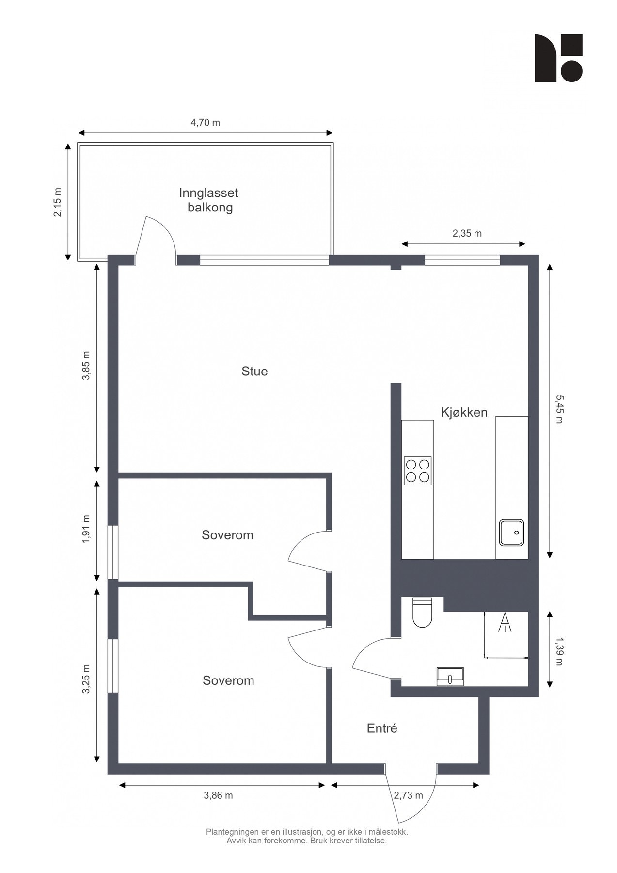 5. etasje består av: entré, stue, kjøkken, bad, 2 soverom og innglasset balkong. Galleribilde