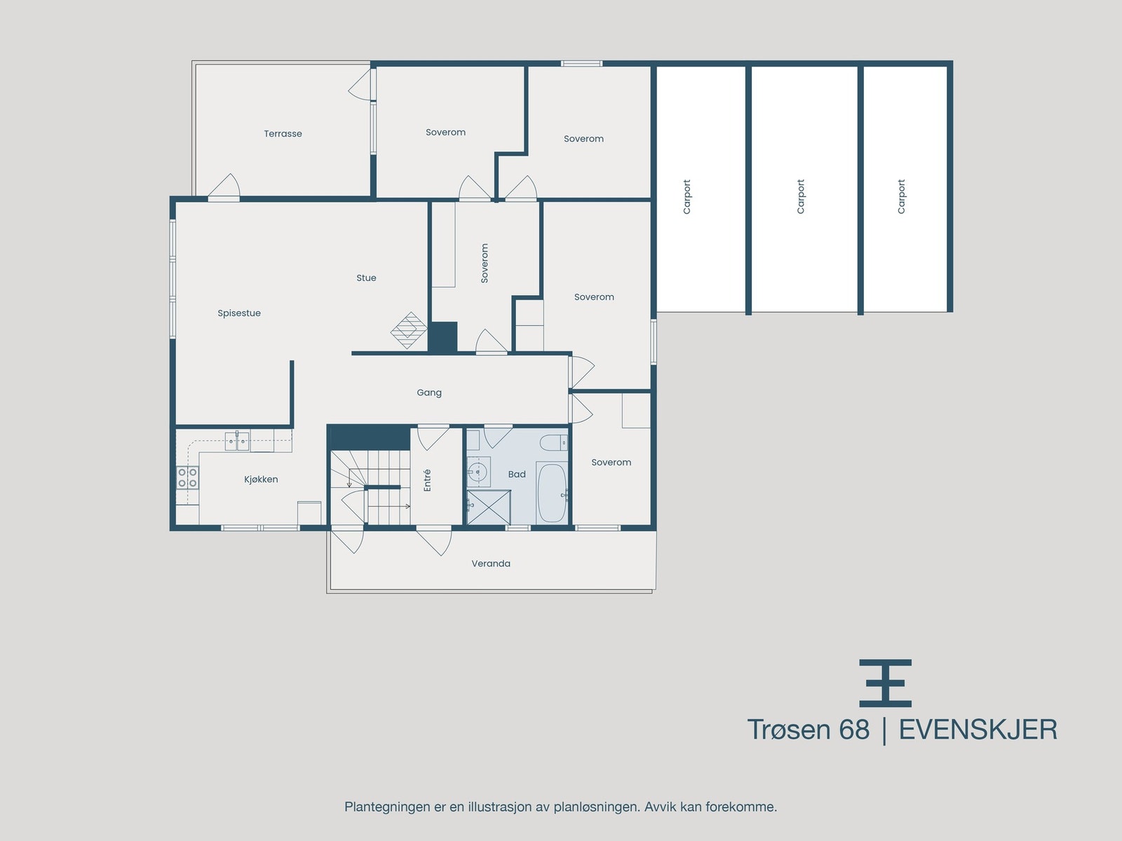 Plantegning 1. etasje Galleribilde