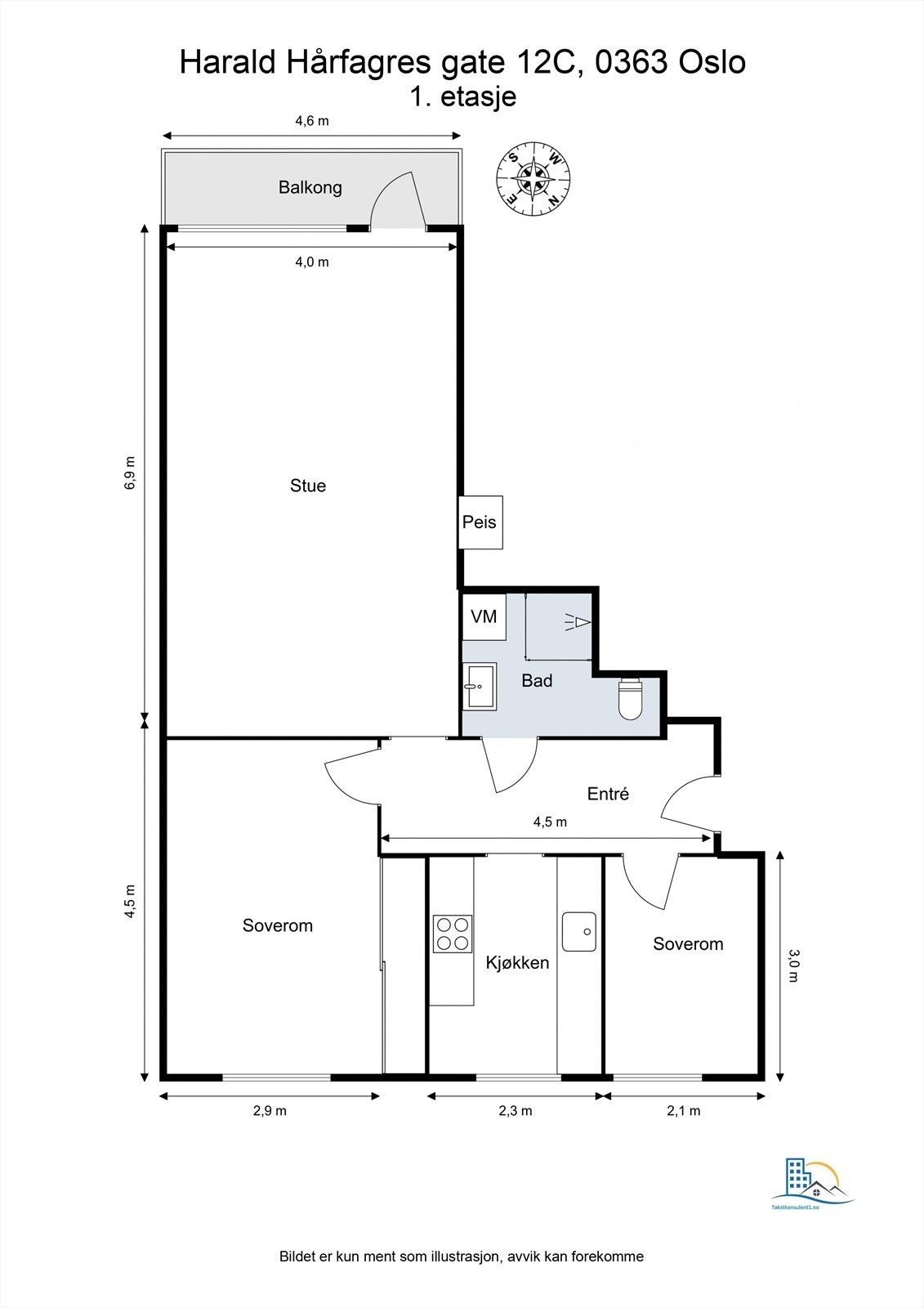 Plantegning til orientering. Boligen har en superfin og gjennomgående planløsning med bl.a en stor og god stue. Galleribilde