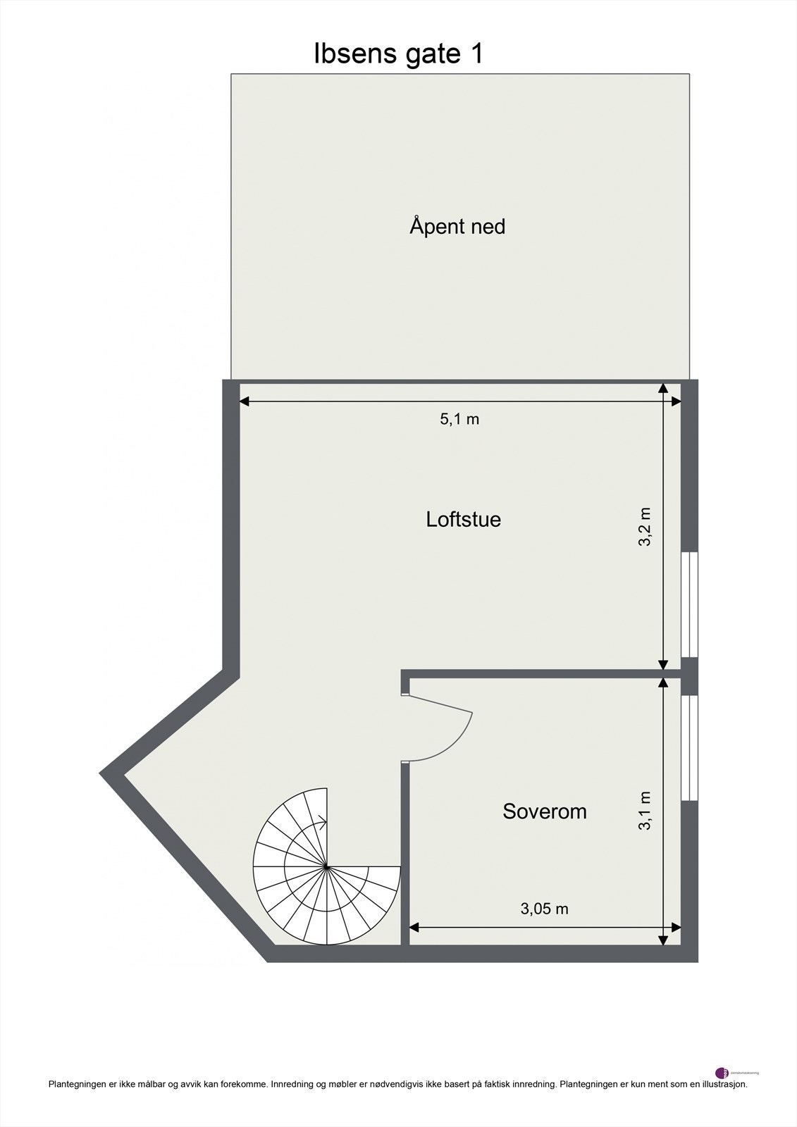 Plantegning loftsetasje. Galleribilde