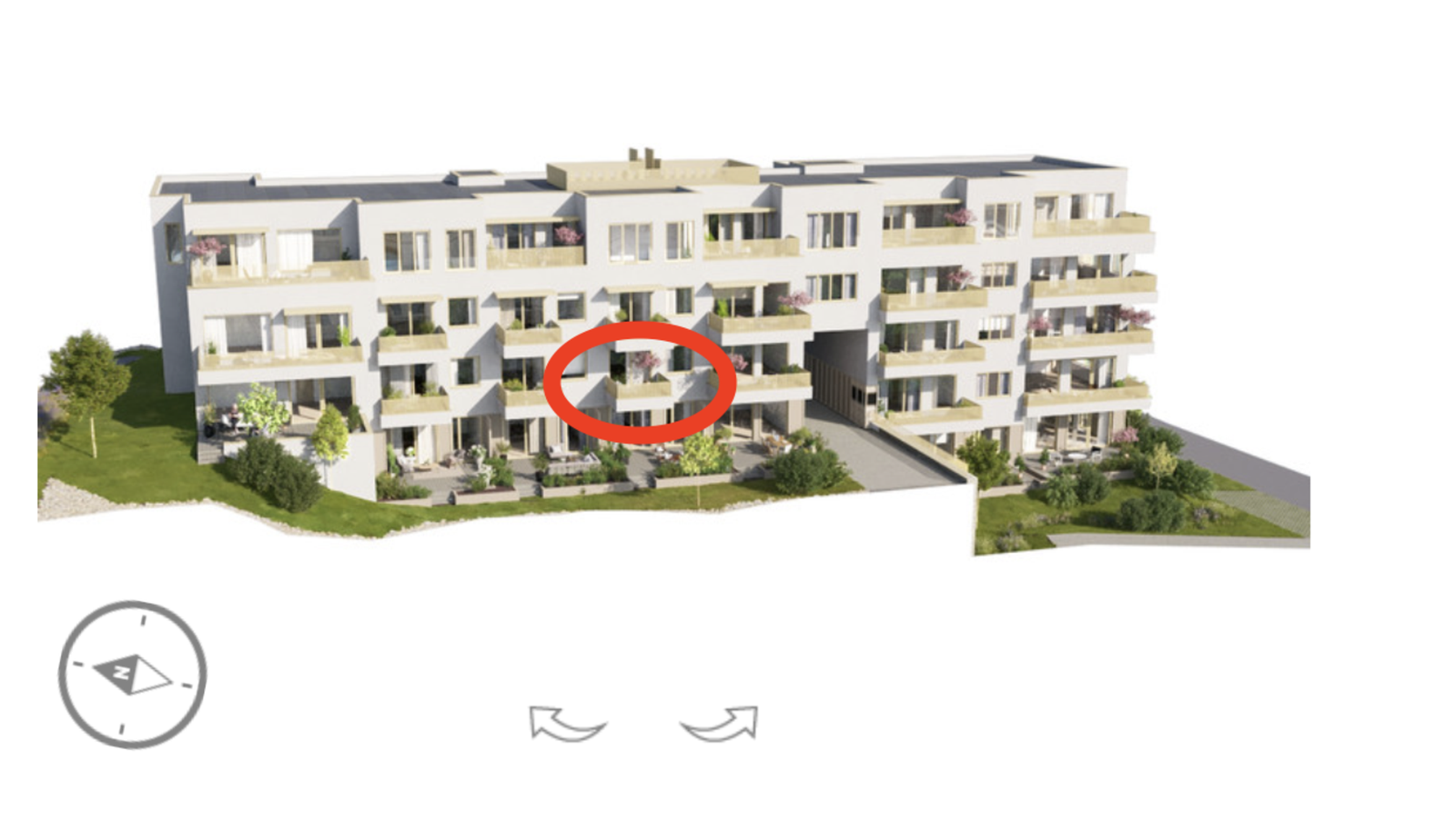 Bildet viser beliggenheten til den aktuelle leiligheten i bygget. Galleribilde
