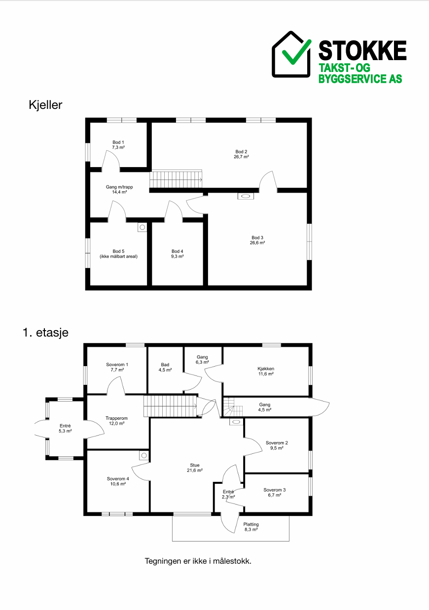 Plantegning kjeller og 1. etg. Galleribilde