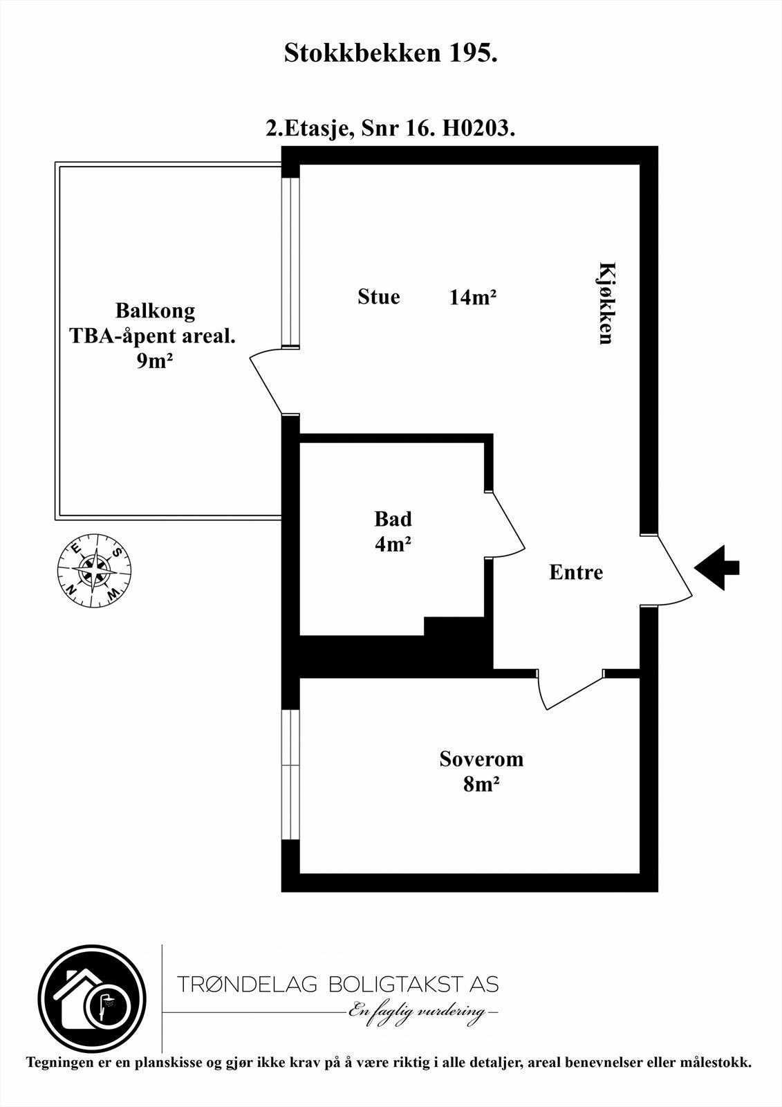 Planskisse for leiligheten i 2. etasje. Galleribilde