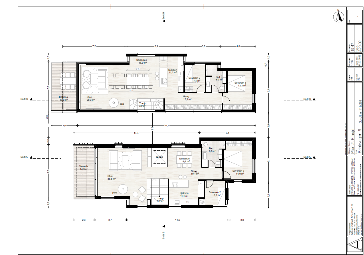 Plan 2. etasje med vestvendt veranda og fantastisk utsikt. Galleribilde