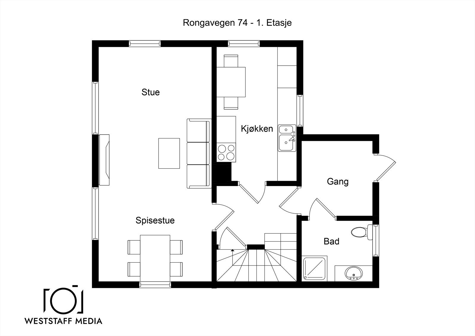Plantegning 1. etasje Galleribilde