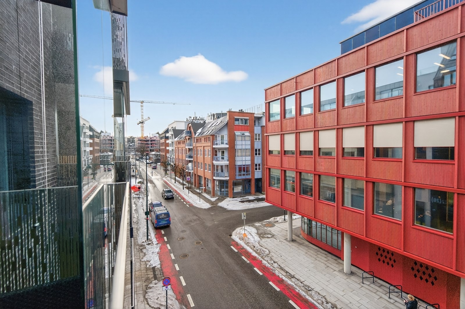 Her er utsikten fra balkongen nedover Tordenskjolds gate mot Markens. Galleribilde
