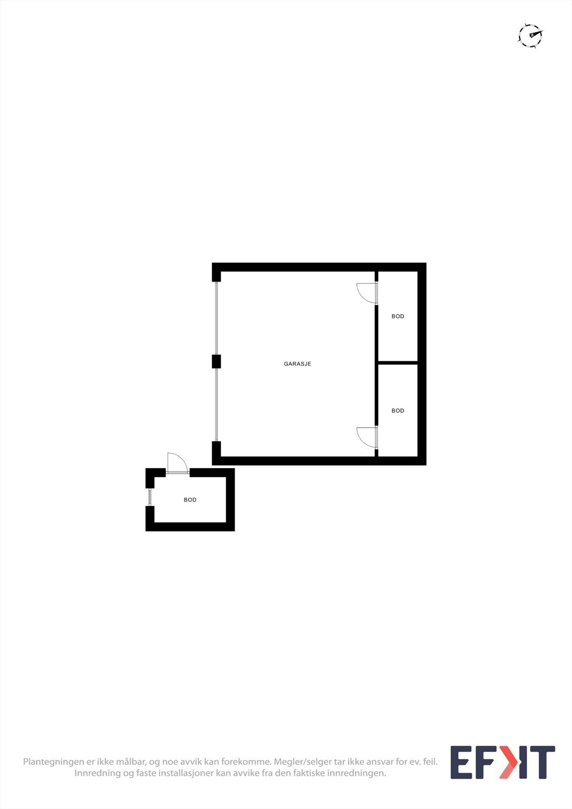 Man disponerer den nederste garasjeplassen med tilhørende bod i bakkant. Den frittstående boden deles mellom begge enhetene. Galleribilde