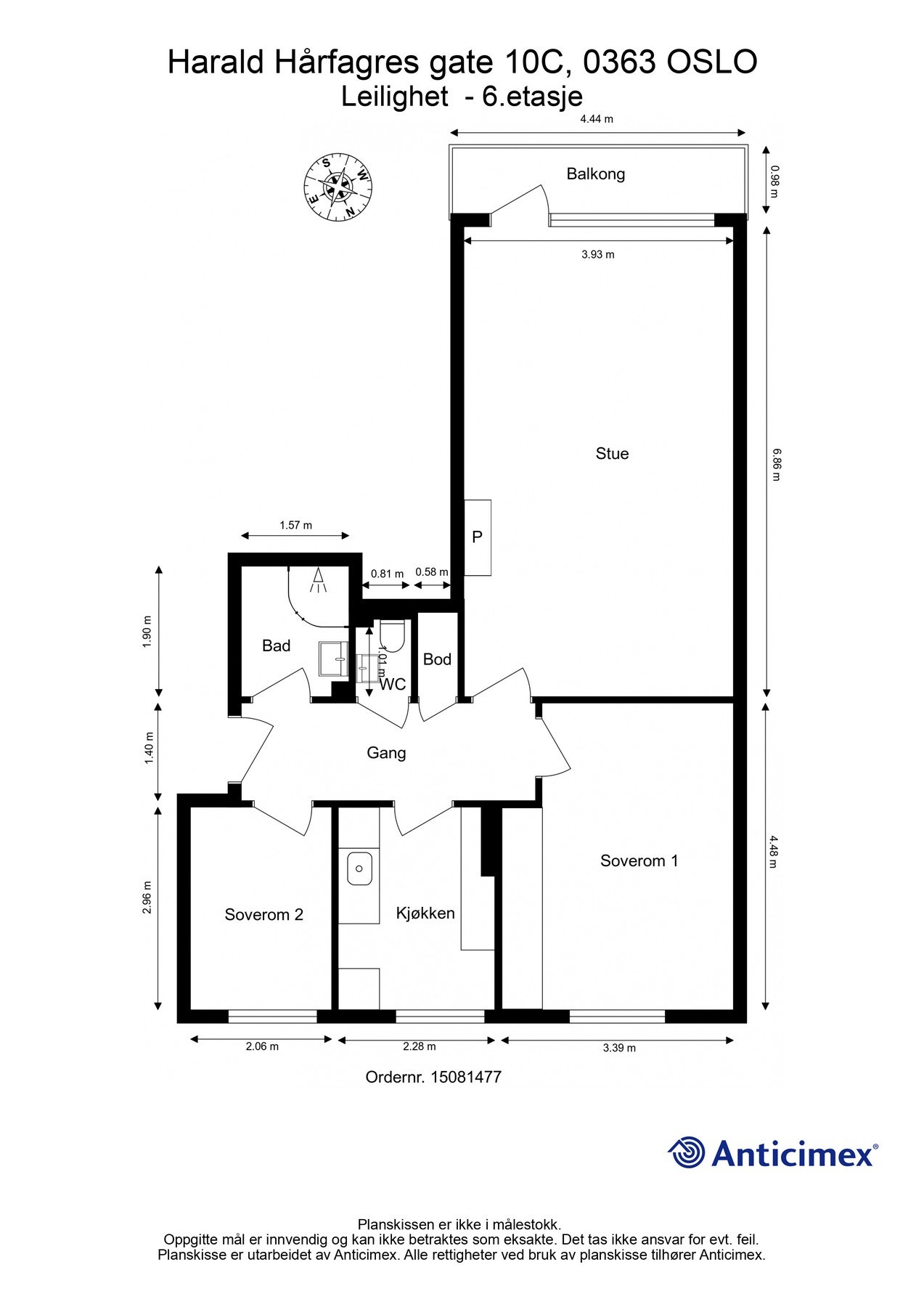 Plantegning m/mål Galleribilde