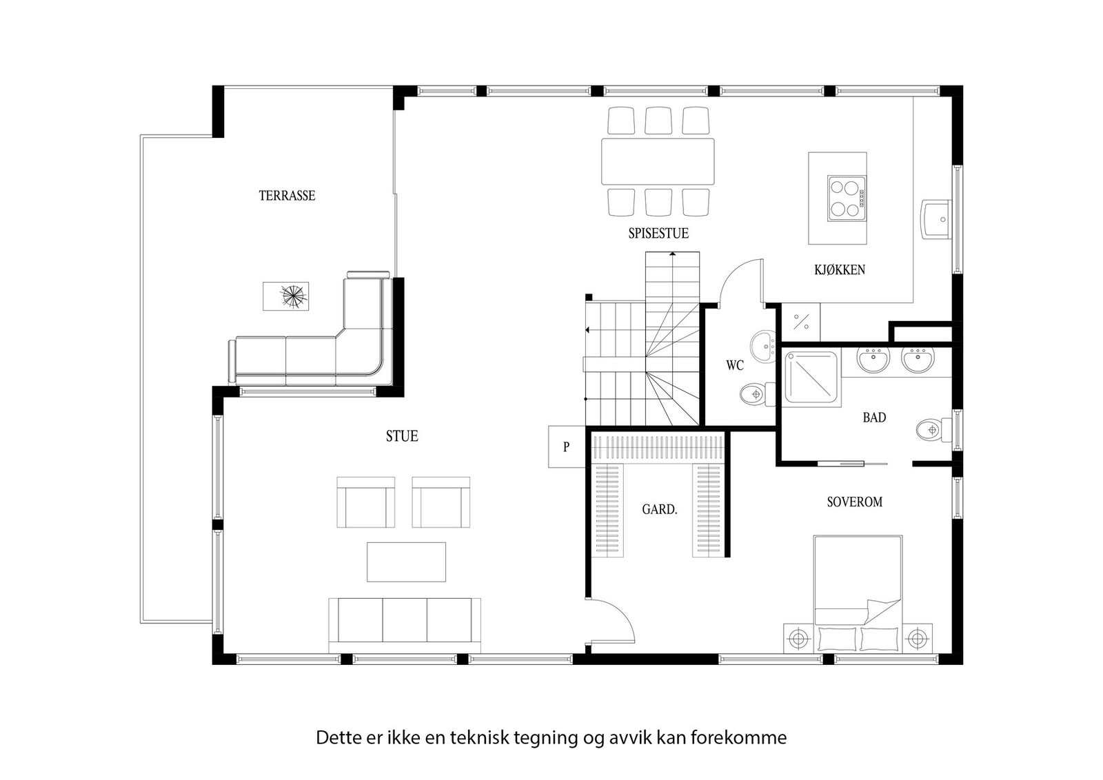 Planløsning hovedetasje Galleribilde