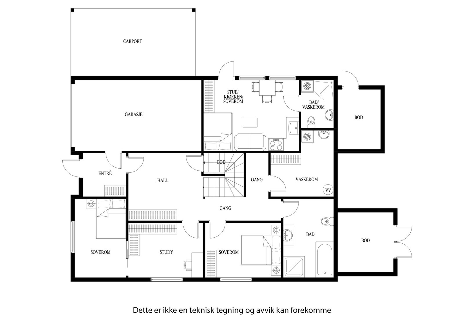 Planløsning 1. etasje Galleribilde