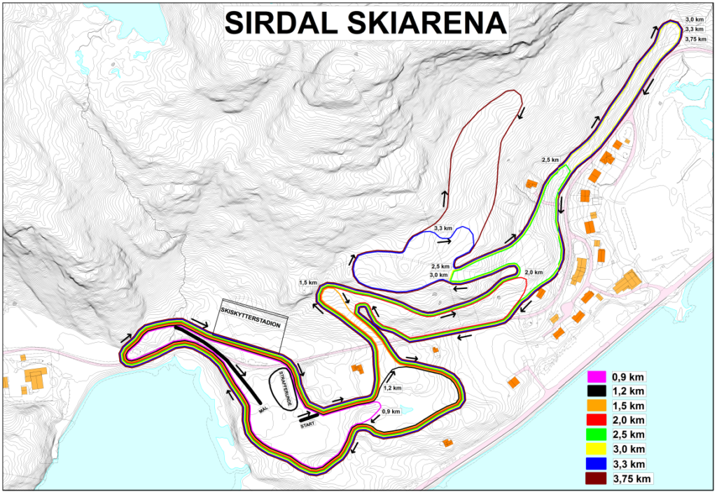 Løypekart-Sirdal Skiarena Galleribilde