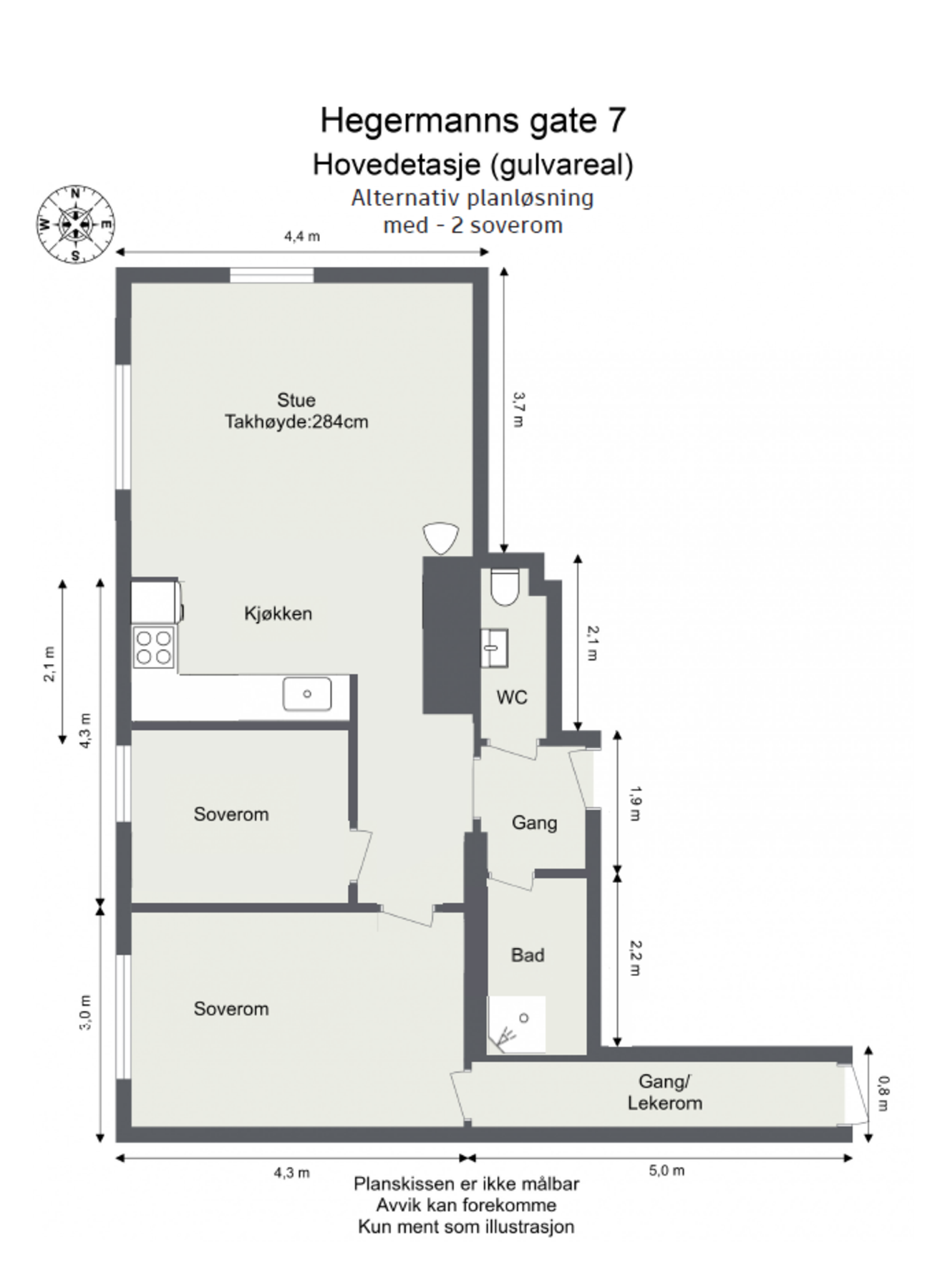 Alternativ plantegning. Det er mulig å etablere soverom 2 Galleribilde