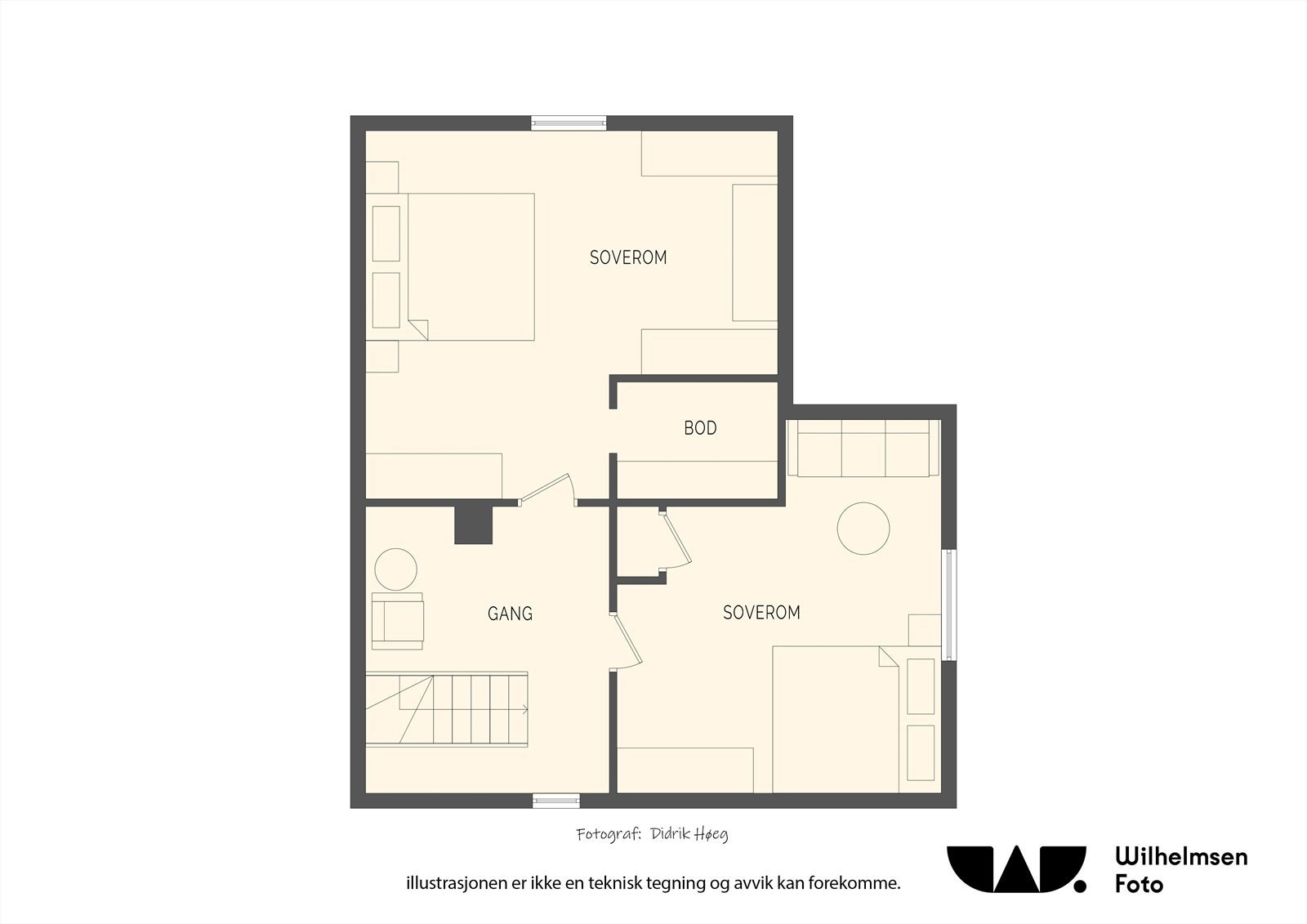 Plantegning loftsetasje. Galleribilde