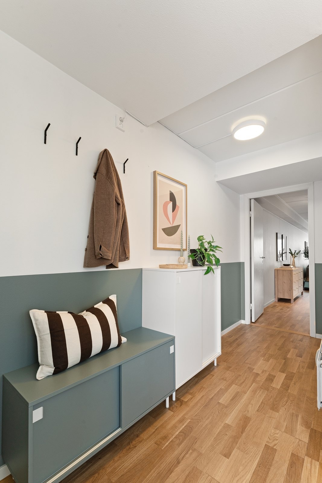 Entré med plass til klesoppheng og kommode. Galleribilde