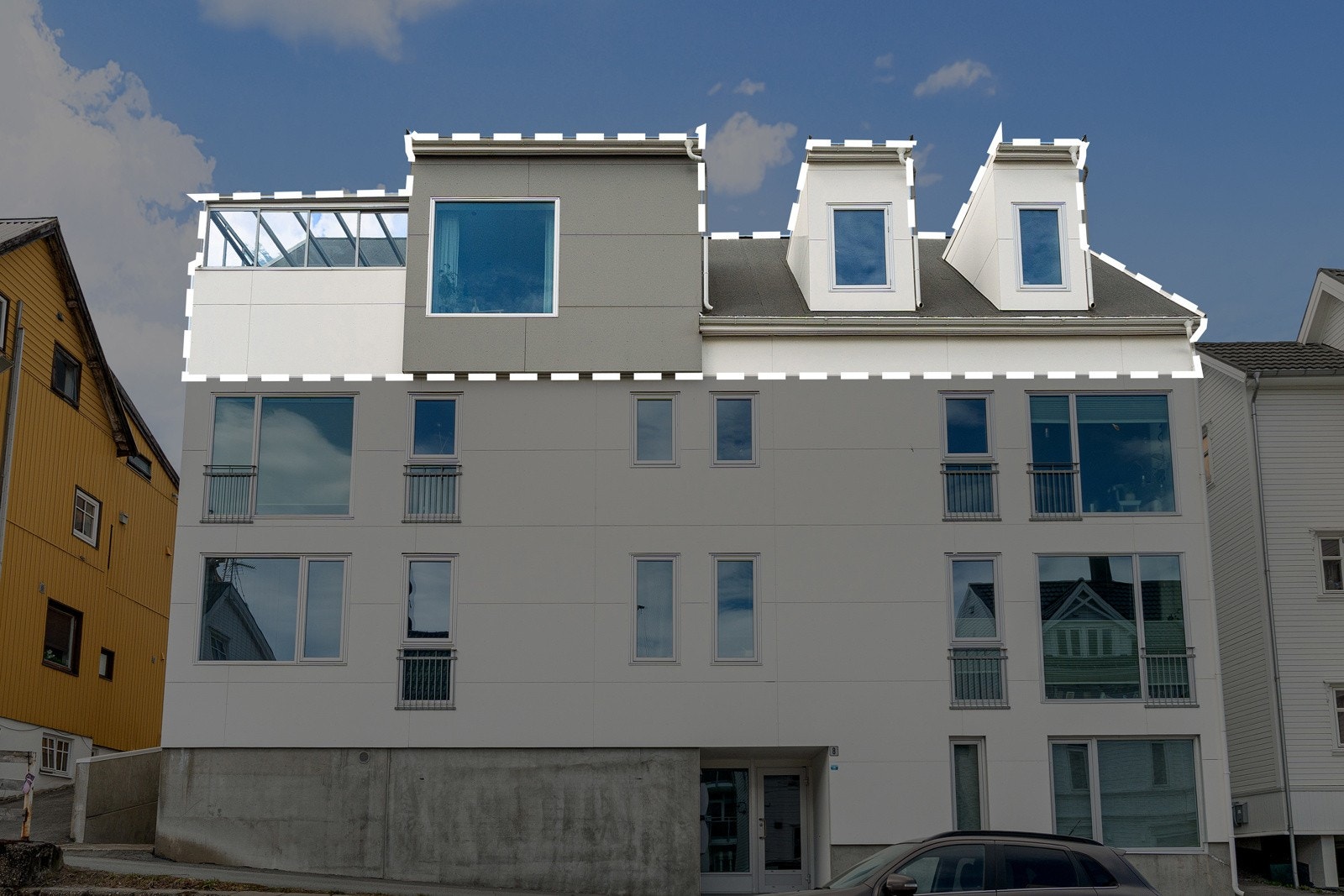 Leiligheten går over hele toppetasjen i bygget. En sjelden mulighet!