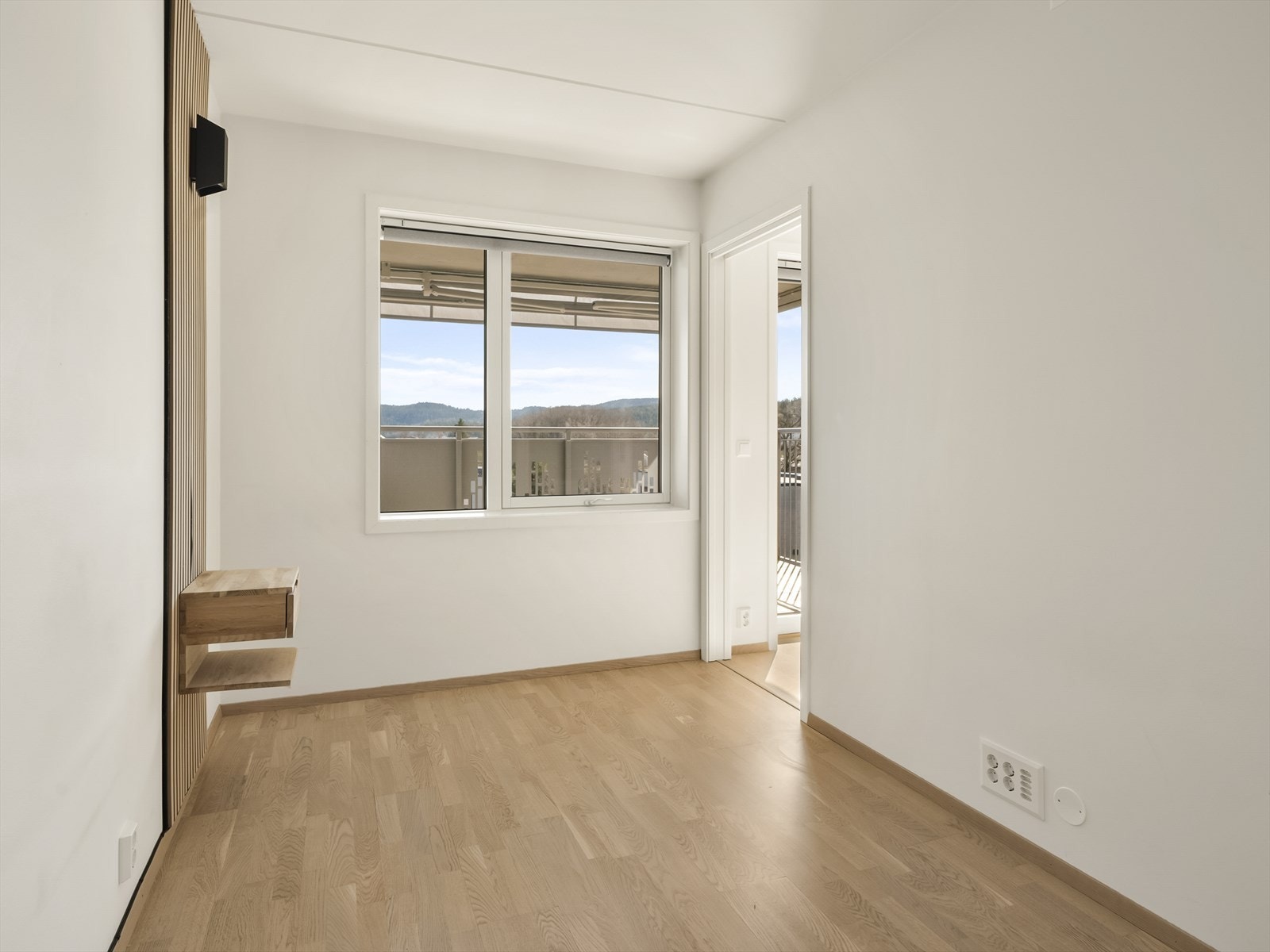 Det er plass til dobbeltseng på soverommet. Galleribilde