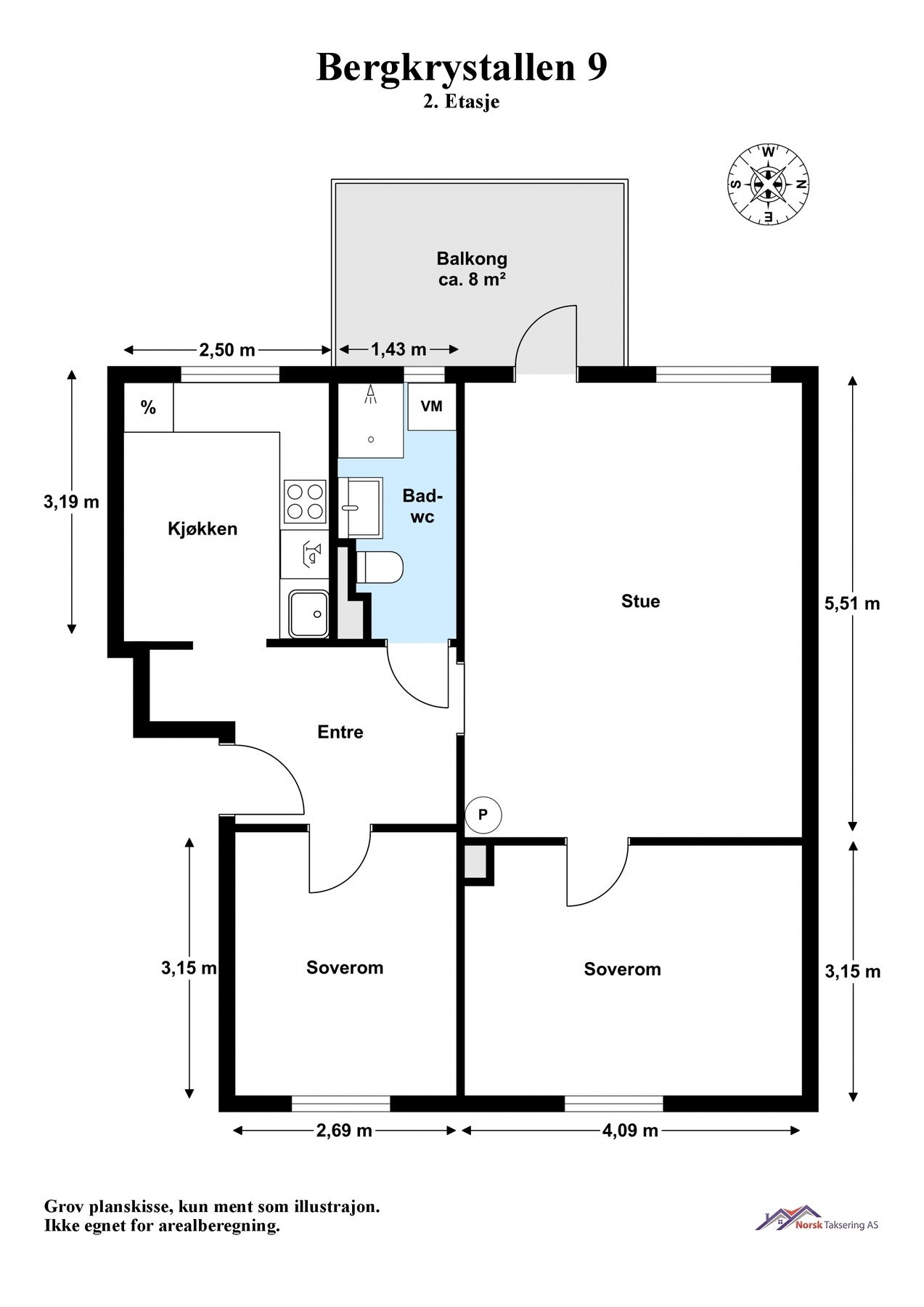 Planskisse. Leiligheten disponerer loftsbod og 2 kjellerboder i tillegg. Galleribilde