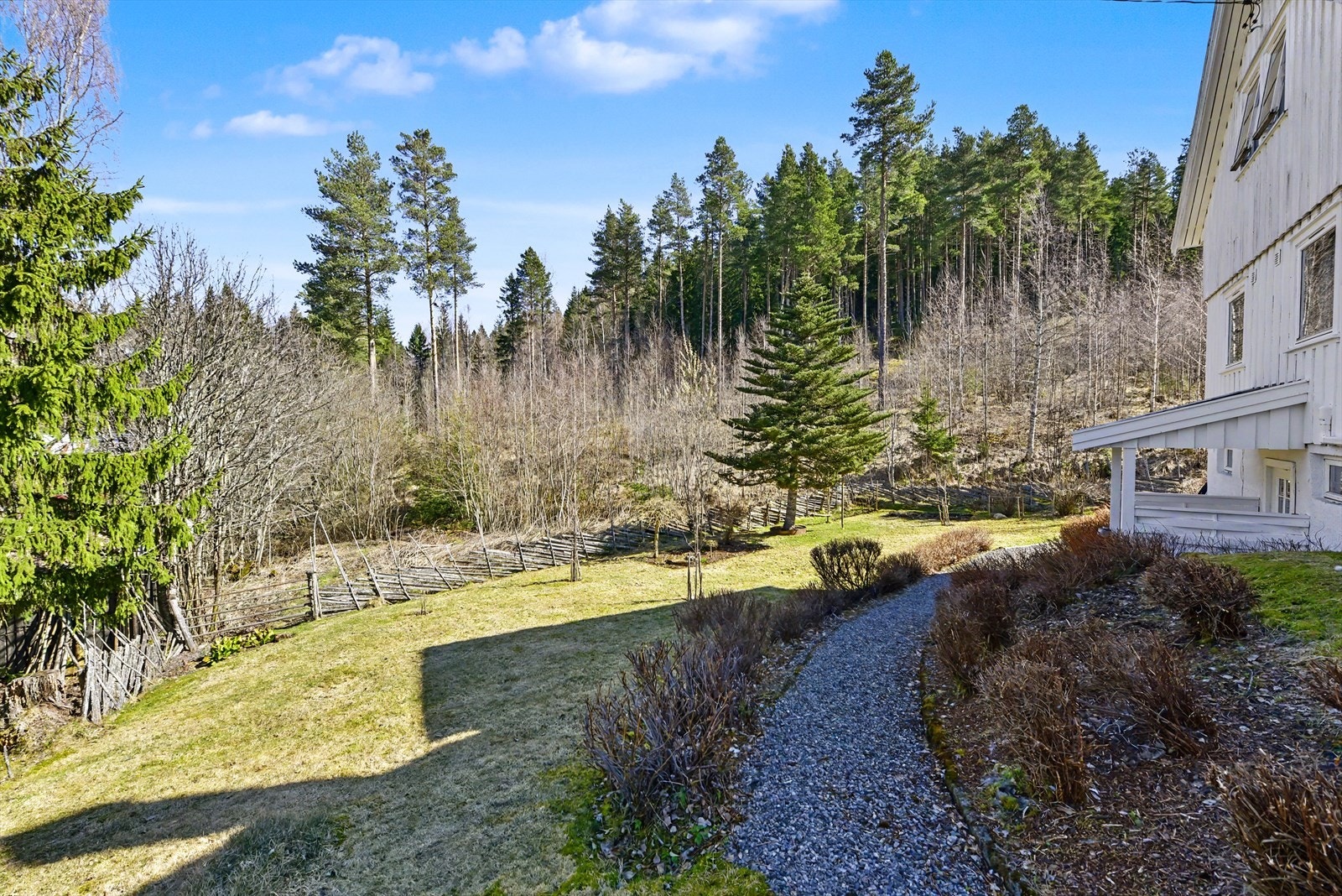 Tomten grenser mot skog og naturområder. Galleribilde