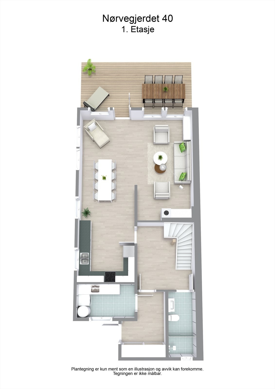 3 D plantegning 1. etasje Galleribilde
