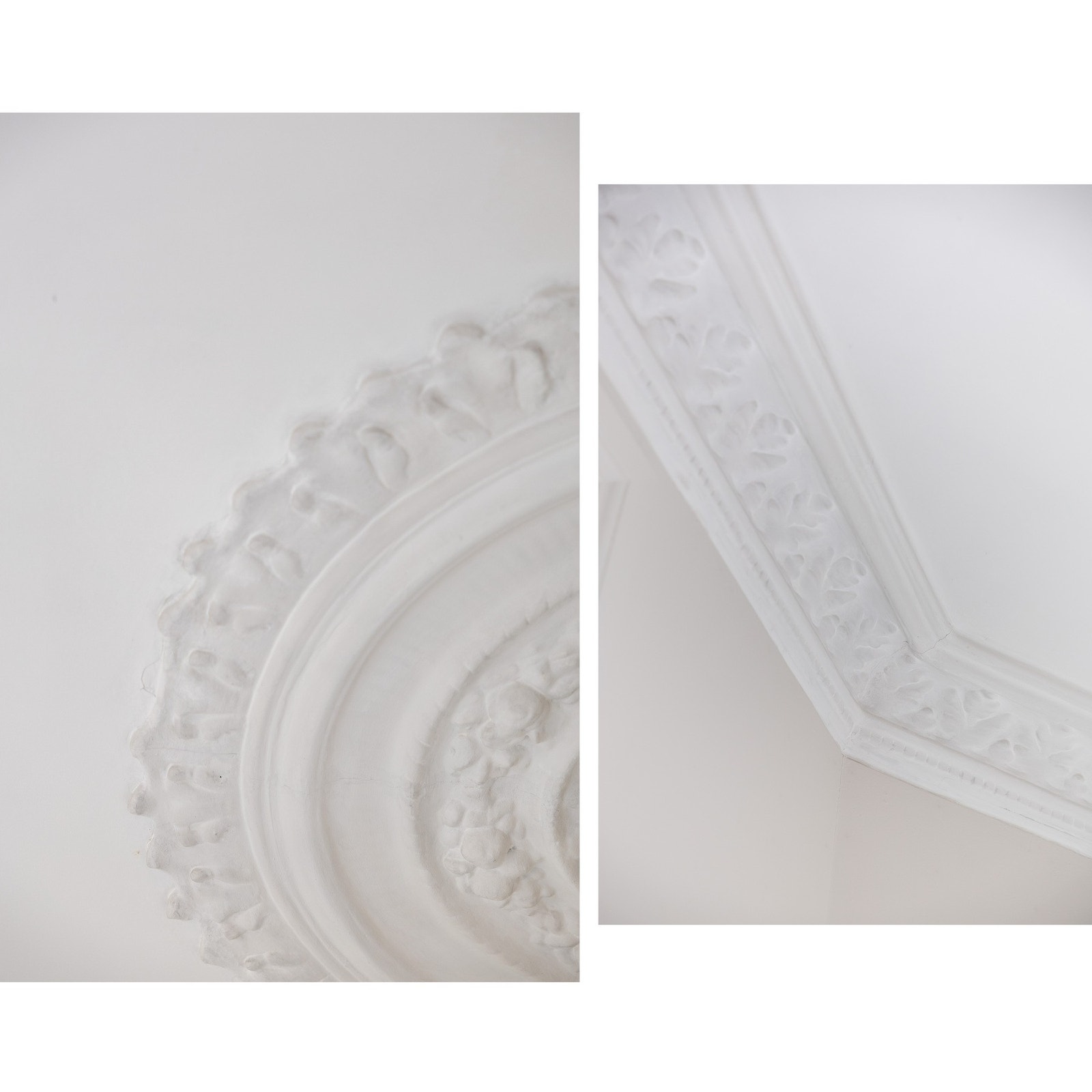 Generøs himling med klassiske detaljer med både rosett og stukkatur. Galleribilde