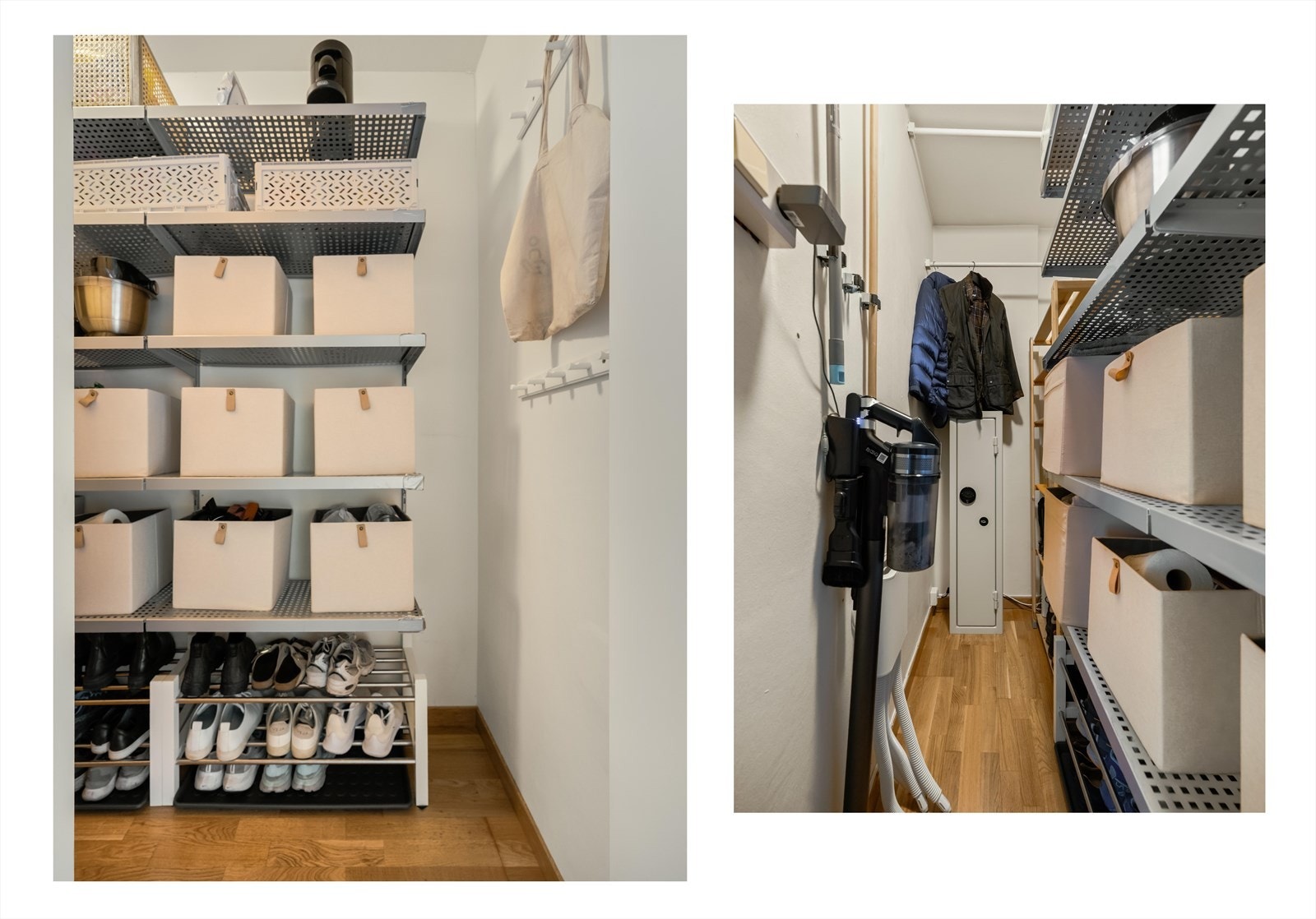 Praktisk bod i leiligheten med hyller for oppbevaring. I tillegg er det bod i kjeller og på loft som gir ekstra oppbevaringsplass. Galleribilde