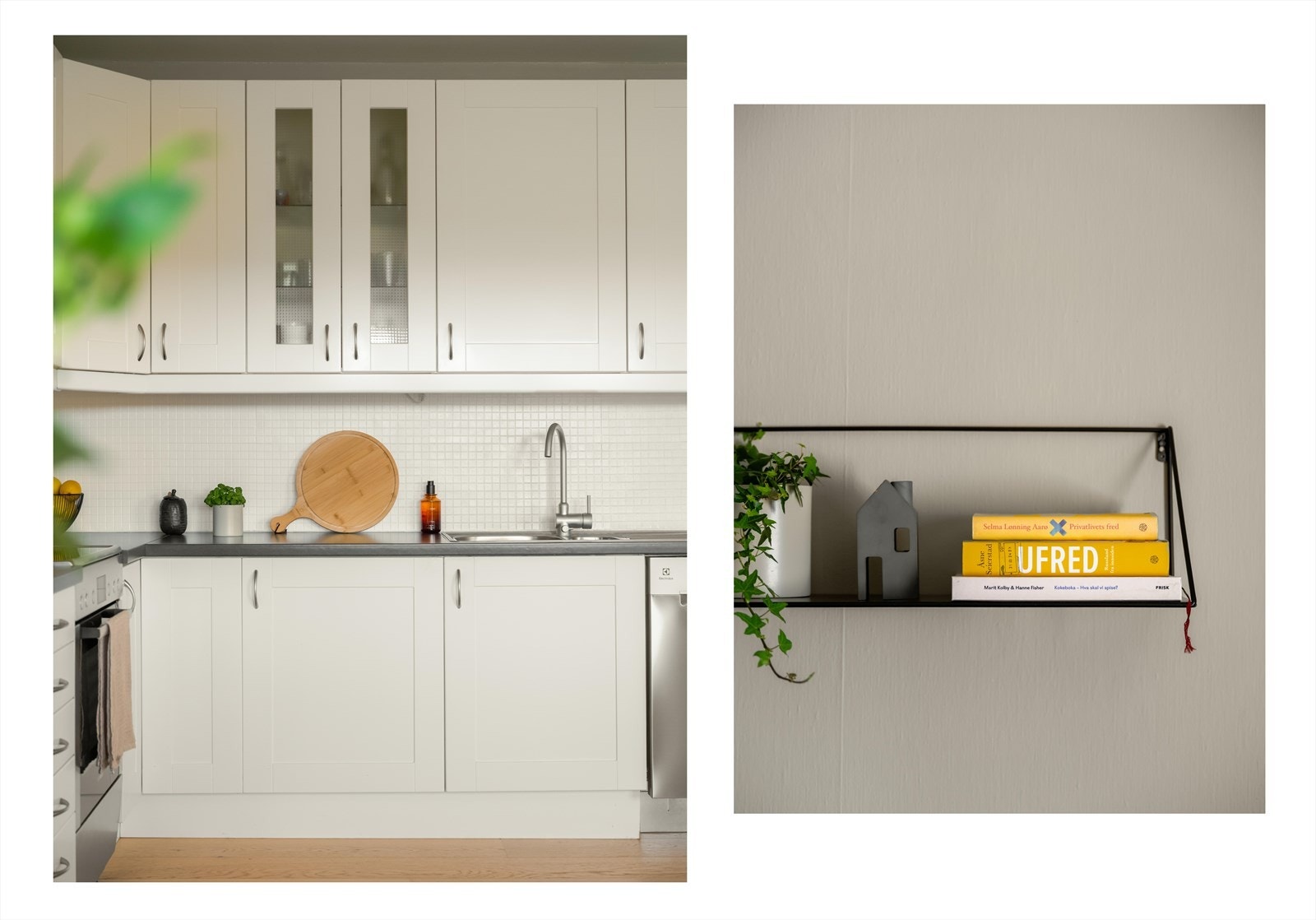 Skapfrontene på kjøkkenet er av type IKEA fra 2005, med både overskap og underskap. Galleribilde
