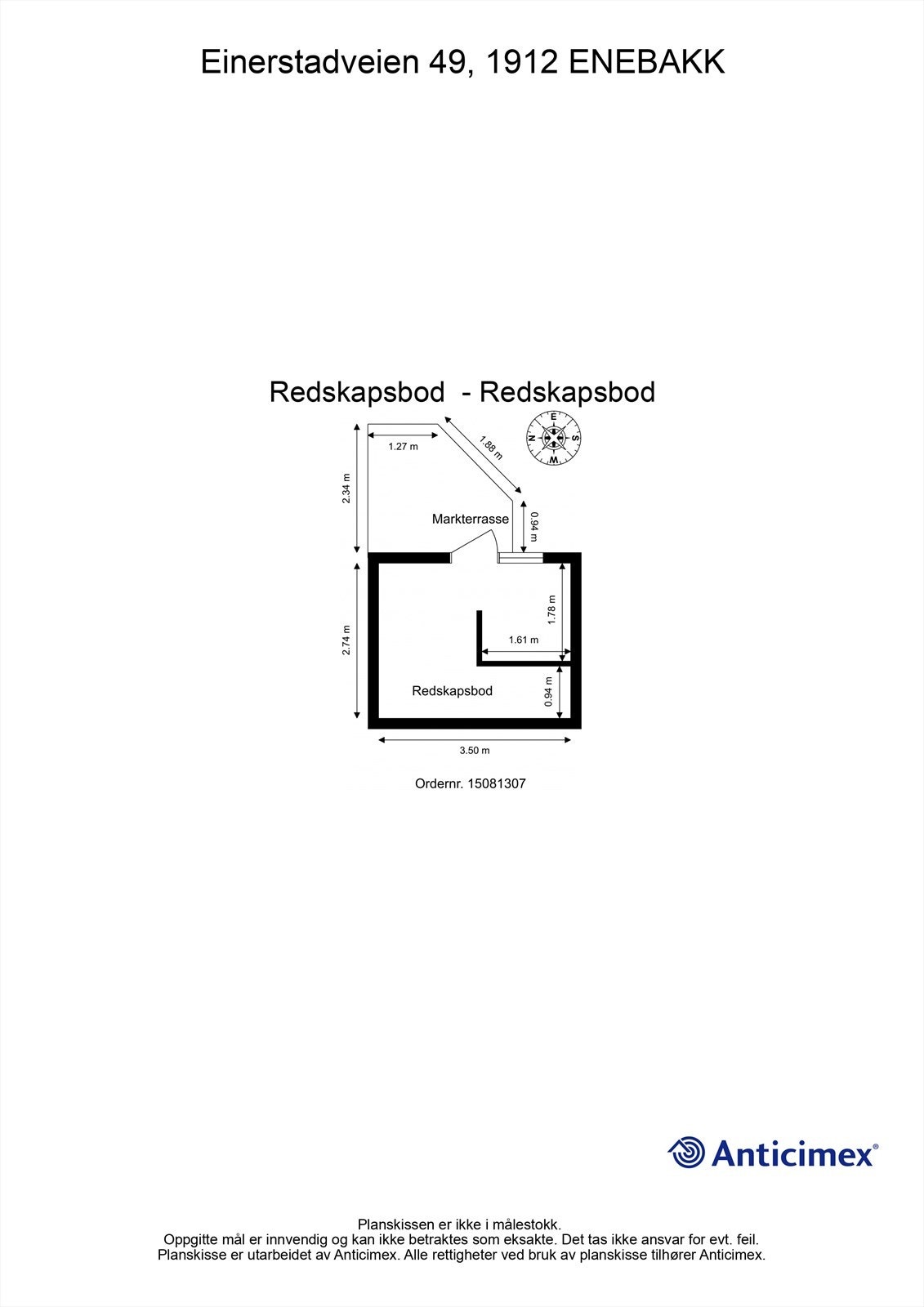 Redskapsboden har et areal på 10 m² og en tilhørende markterrasse på 5 m². Galleribilde