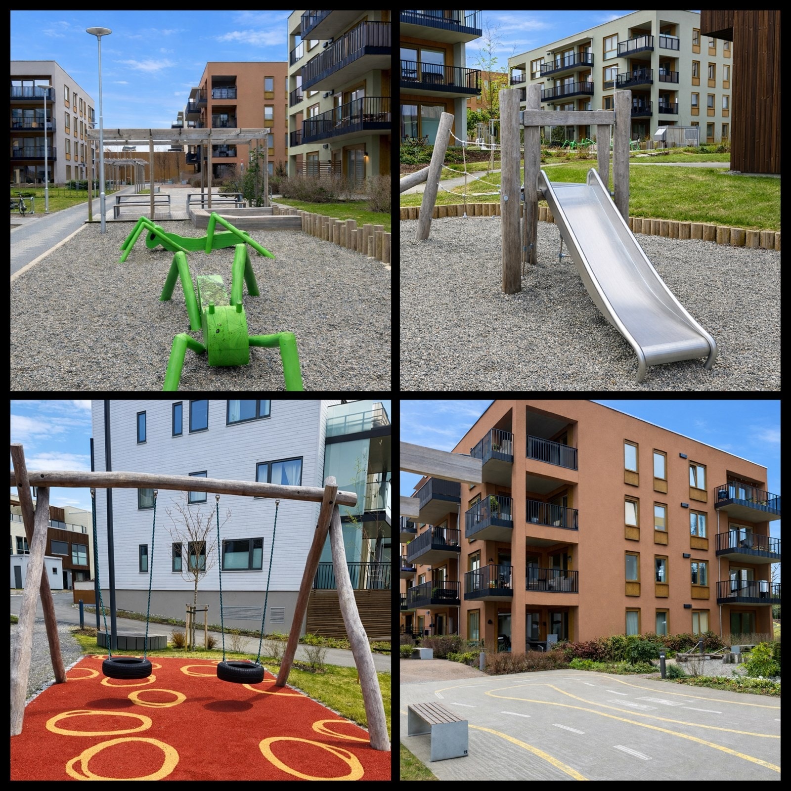Sameiets fellesarealer er pent opparbeidet med lekeplasser og grøntområder for beboerne. Galleribilde