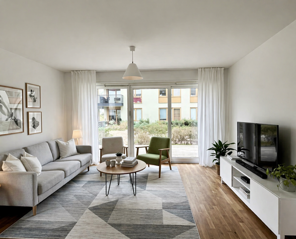En moderne leilighet fra 2023 med HTH-kjøkkeninnredning, vannbåren gulvvarme og gjennomgående god standard. Galleribilde