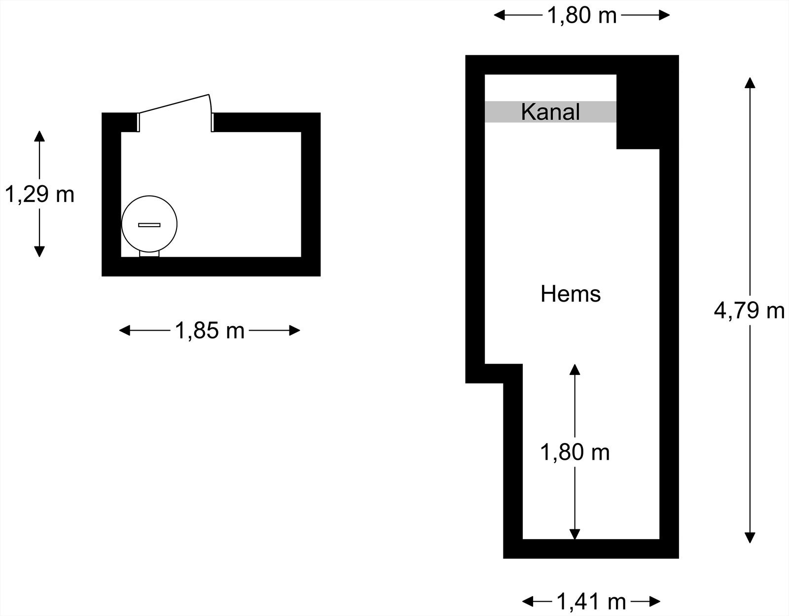 Loftet har en hems med lav takhøyde, målt til totalt 7 m² gulvflate. Galleribilde