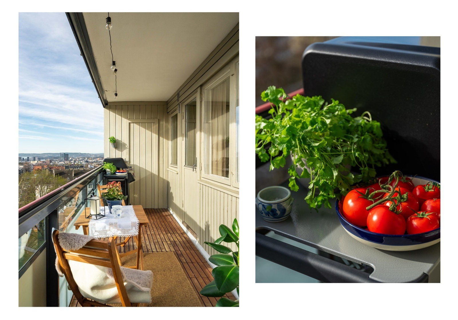 Det betyr at det er plass til både utemøblement og grill. Borettslaget tillater gass- og elektrisk grill. Galleribilde