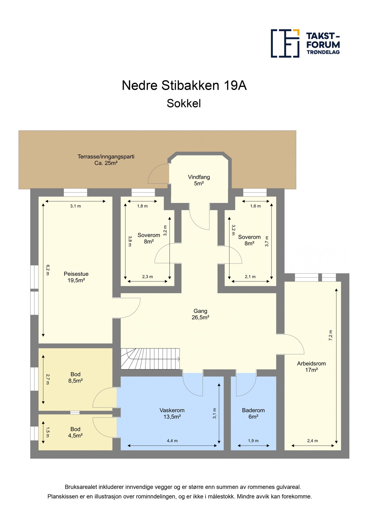 Plantegning - Sokkel. Galleribilde
