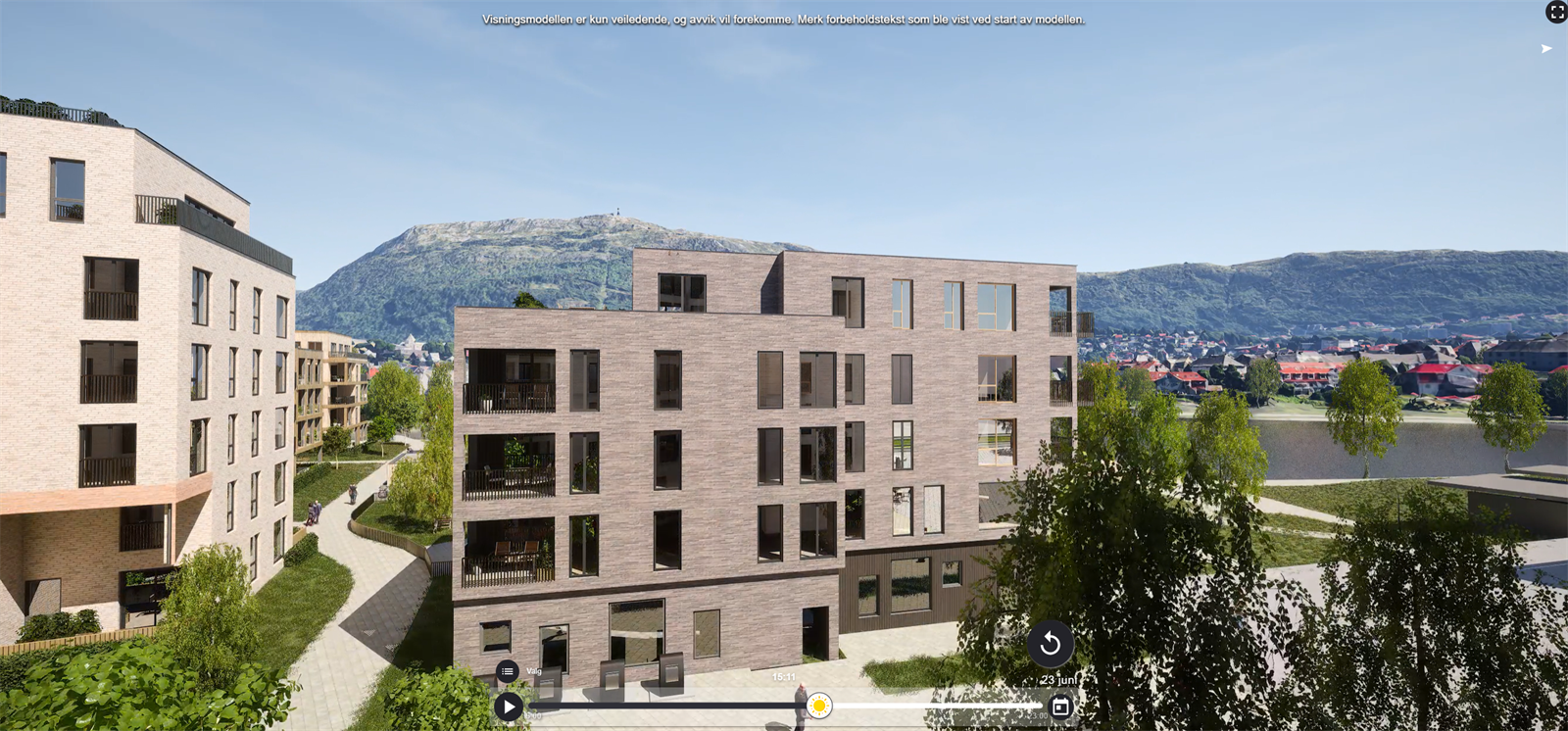 Illustrasjon av utsikt fra leilighetens balkong. Galleribilde