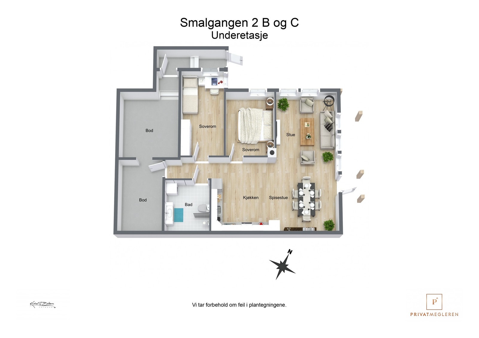 3 D plantegning underetasje Galleribilde