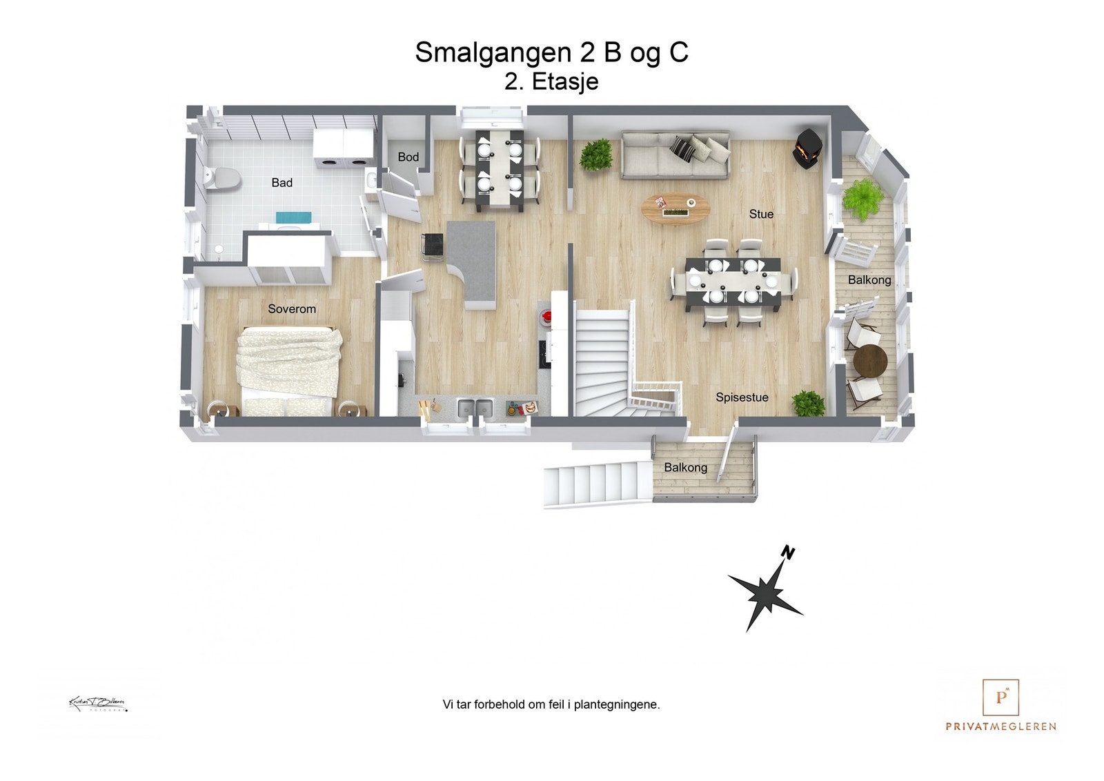 3 D plantegning 2. etasje Galleribilde