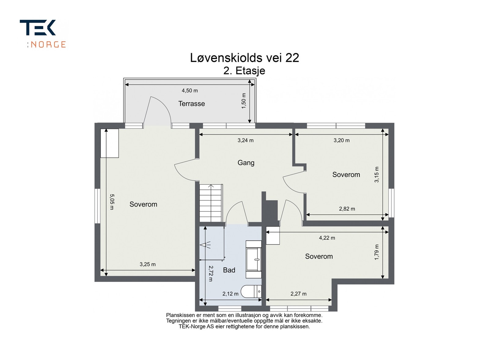 Plantegning Løvenskiolds vei 22, 2. etasje. Galleribilde