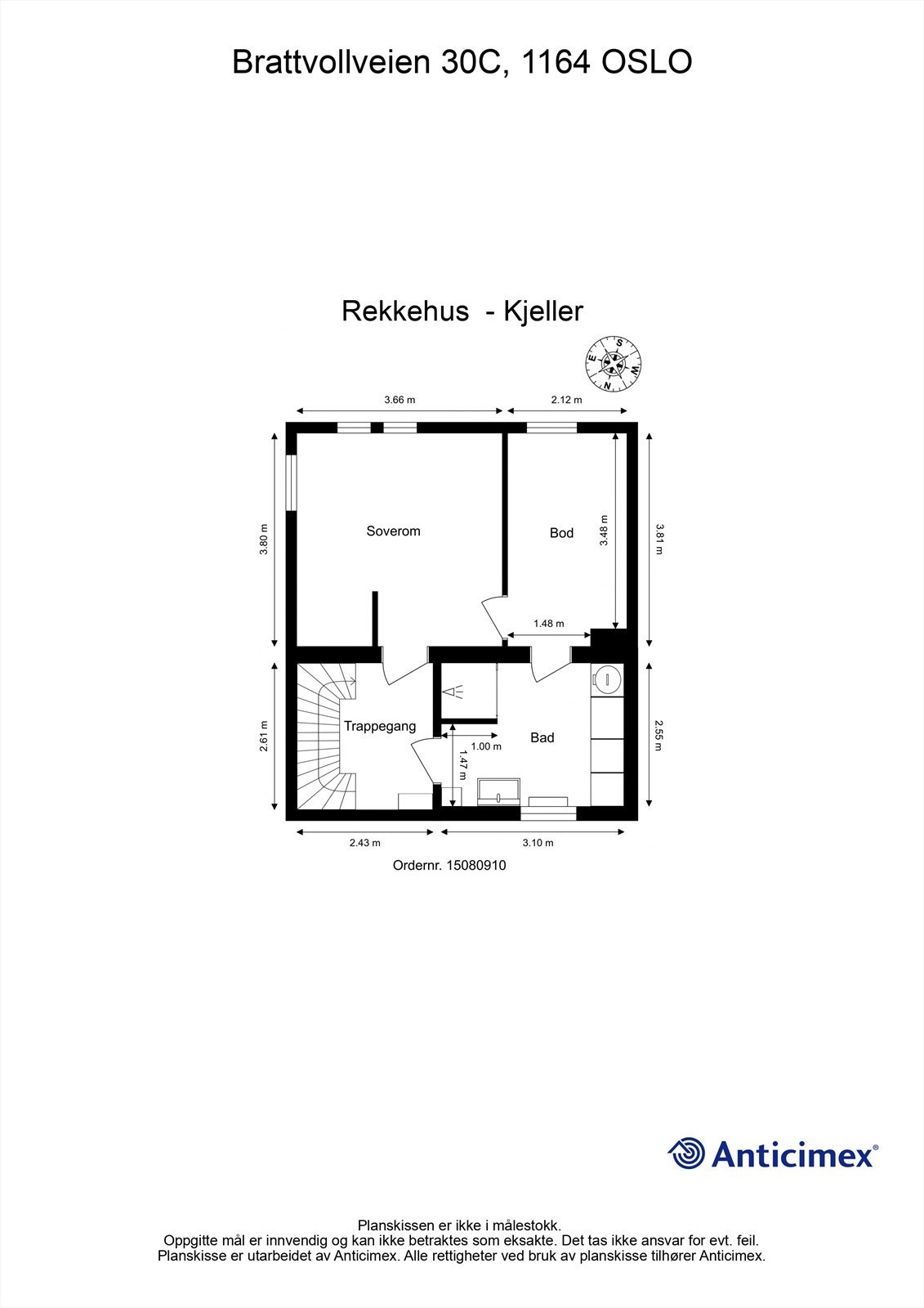 Kjelleretasjen på 39 m² er vesentlig oppgradert og inneholder bad, soverom og bod. Bruksendring til hoveddel er godkjent. Galleribilde