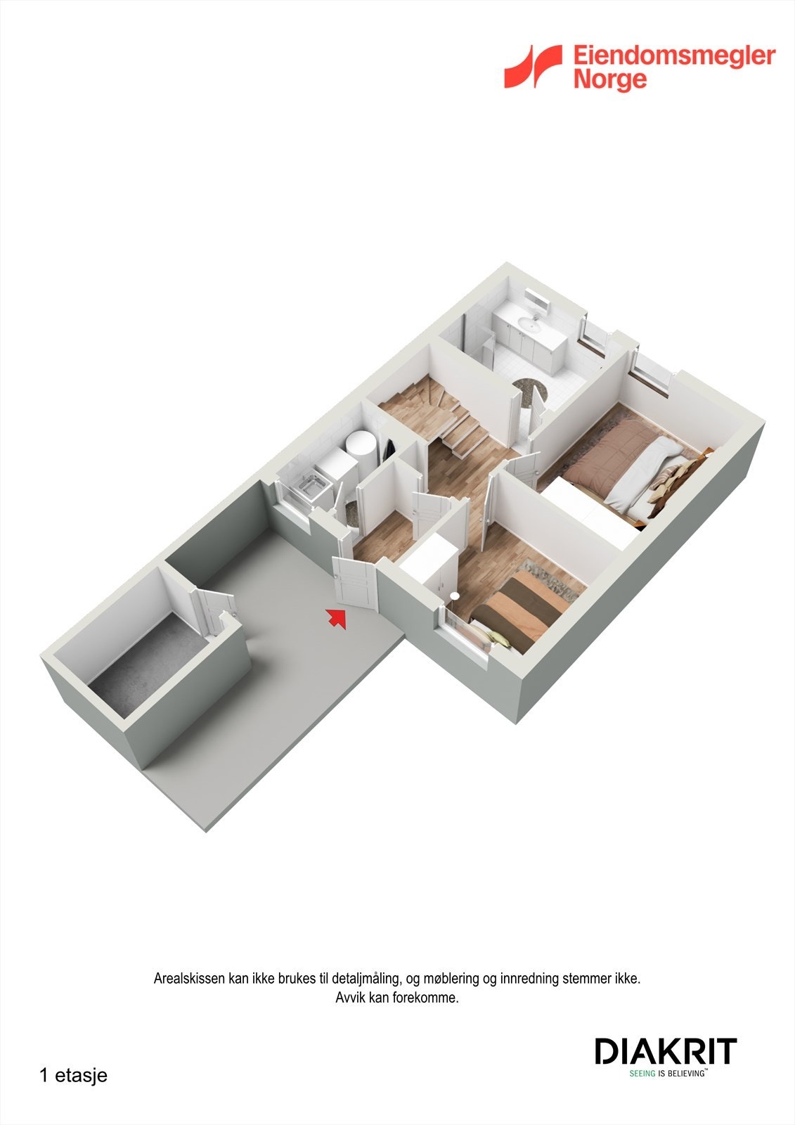 3D planskisse 1. etasje. Galleribilde