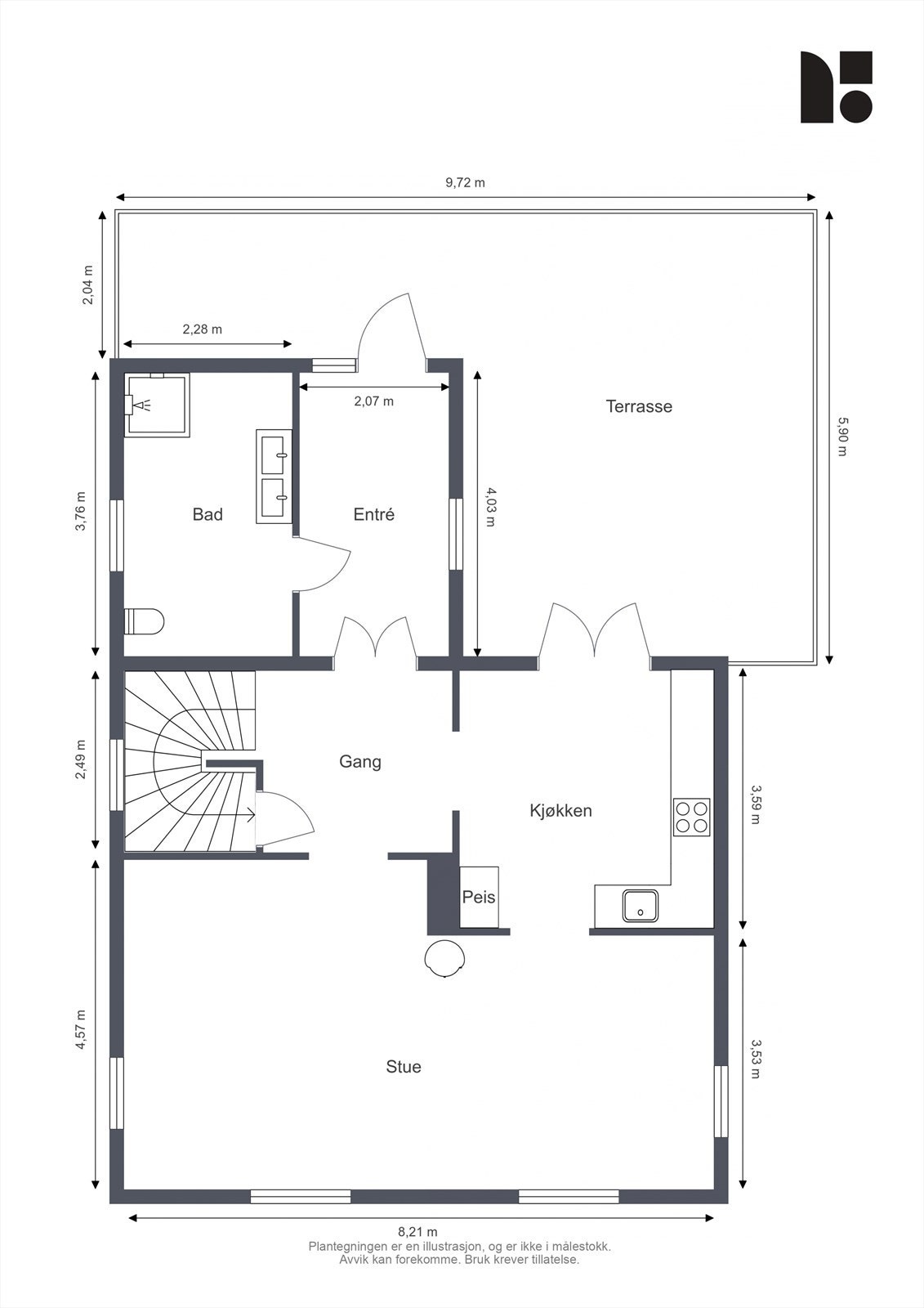 Plantegning 1. etg. Galleribilde