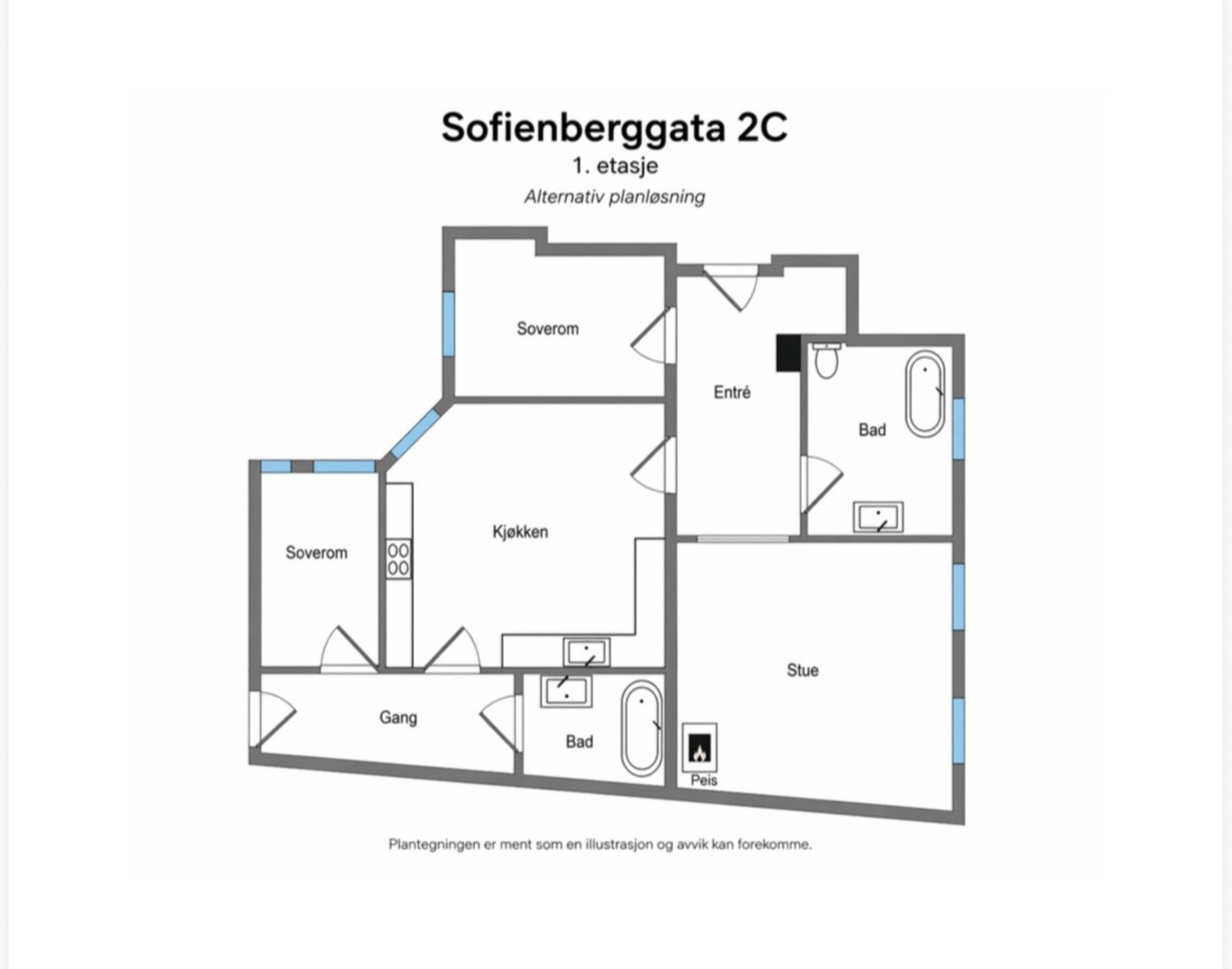 Alternativ planløsning. Galleribilde