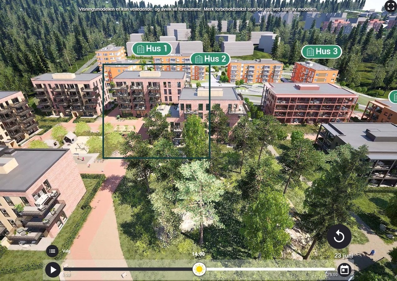 Selvaag PLUSS Hus 1 m. felleslokale. Hus 2 m. 3stk. gjesterom. Omtrentlig avmerking. Galleribilde