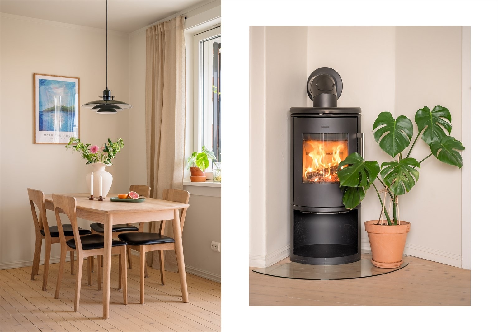 En moderne peisovn sørger for knitrende hygge og varme når gradestokken kryper nedover. Galleribilde