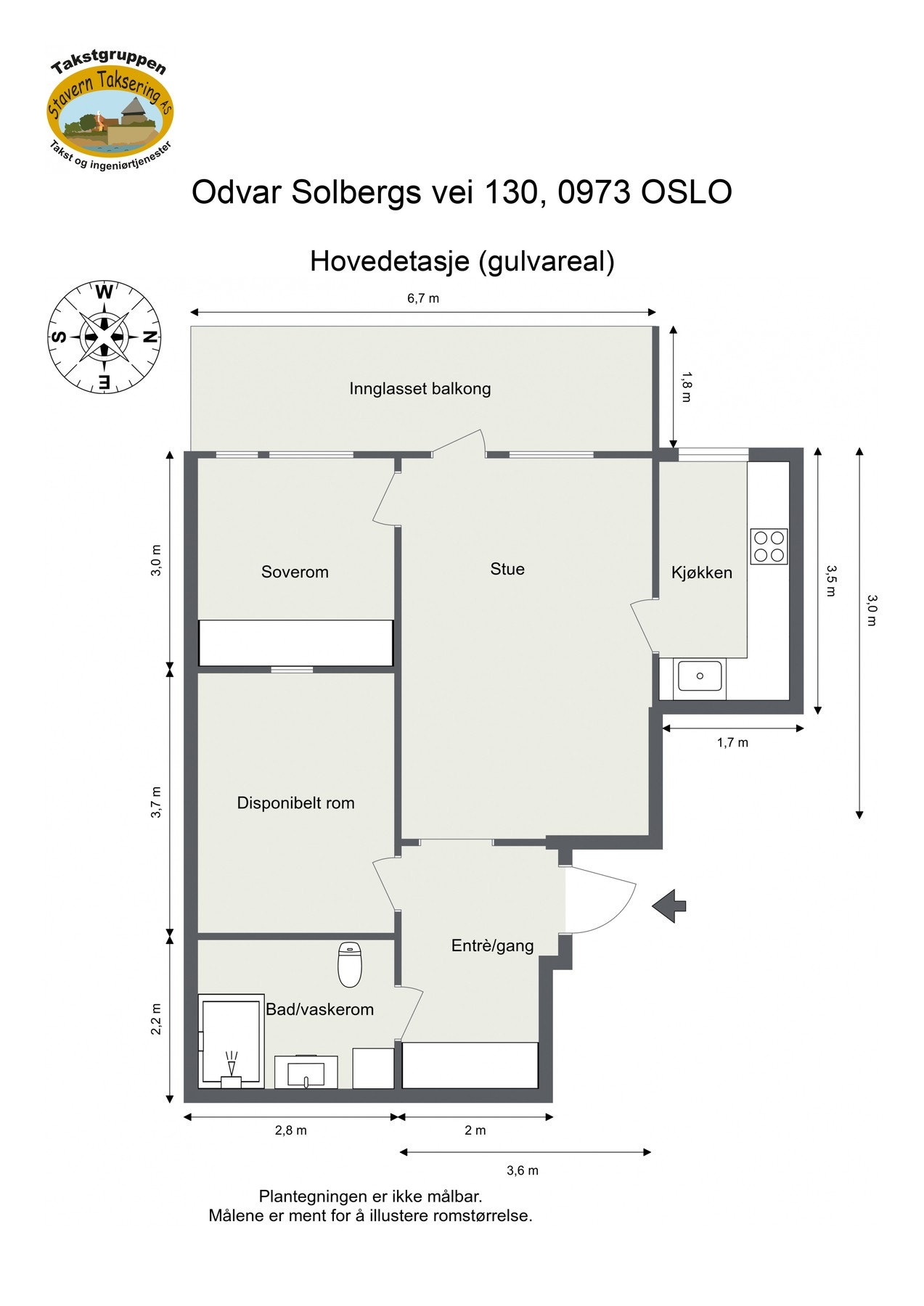 Målsatt plantegning. Galleribilde