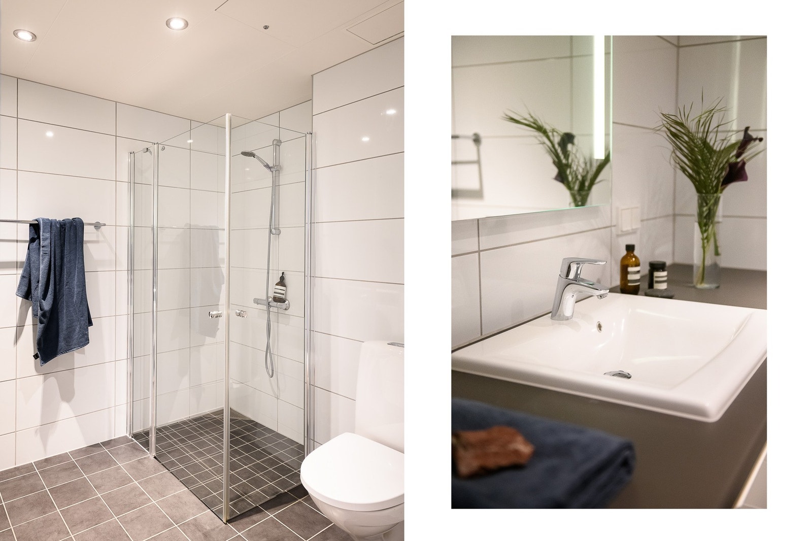 Badet har en praktisk utforming og et stilrent uttrykk. Galleribilde