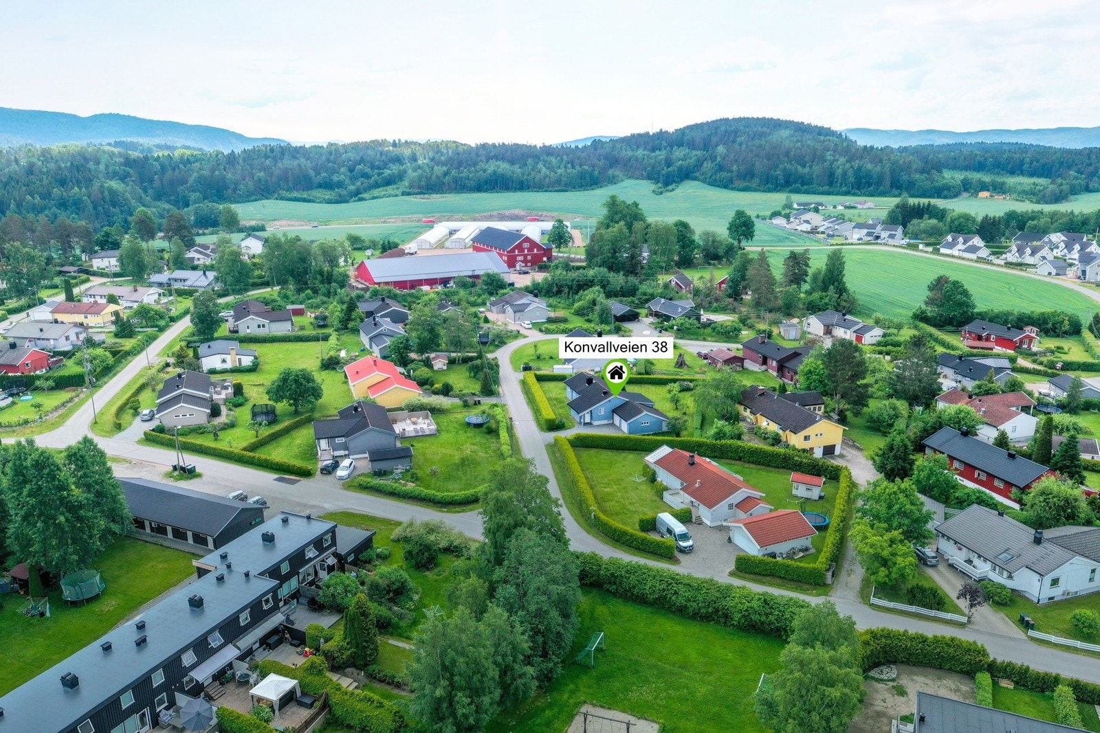 Dronefoto over området Galleribilde
