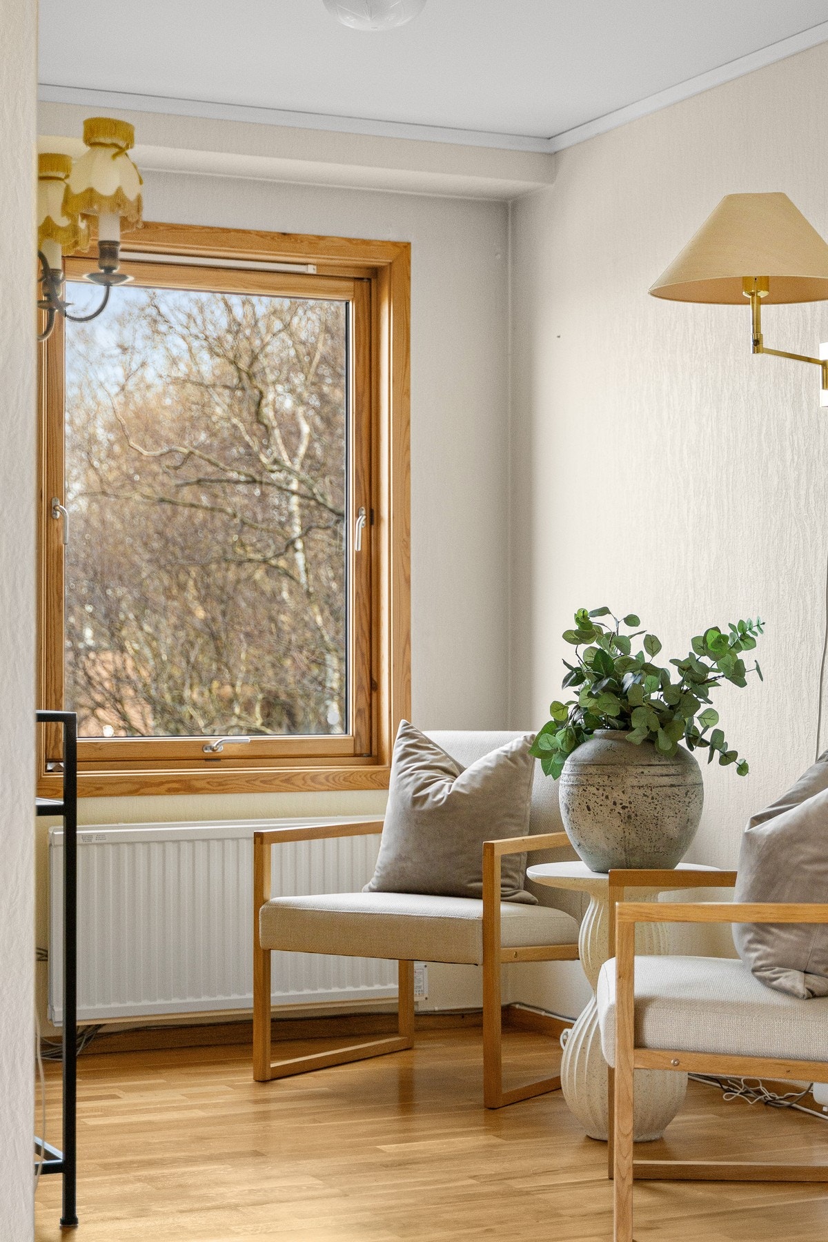 Tv-kroken i stuen, er på byggetegningene tegnet inn som et mulig soverom nr 3. Galleribilde