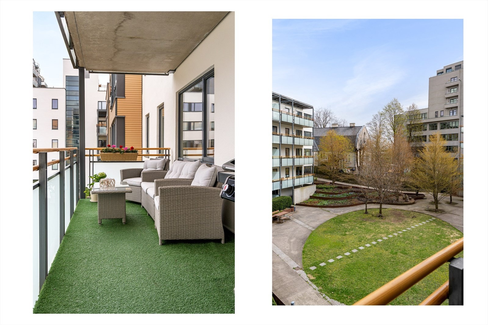 Balkongen har gode lys- og solforhold, og ifølge selger er det sol fra morgen til ca. kl. 14-15 om sommeren. Galleribilde