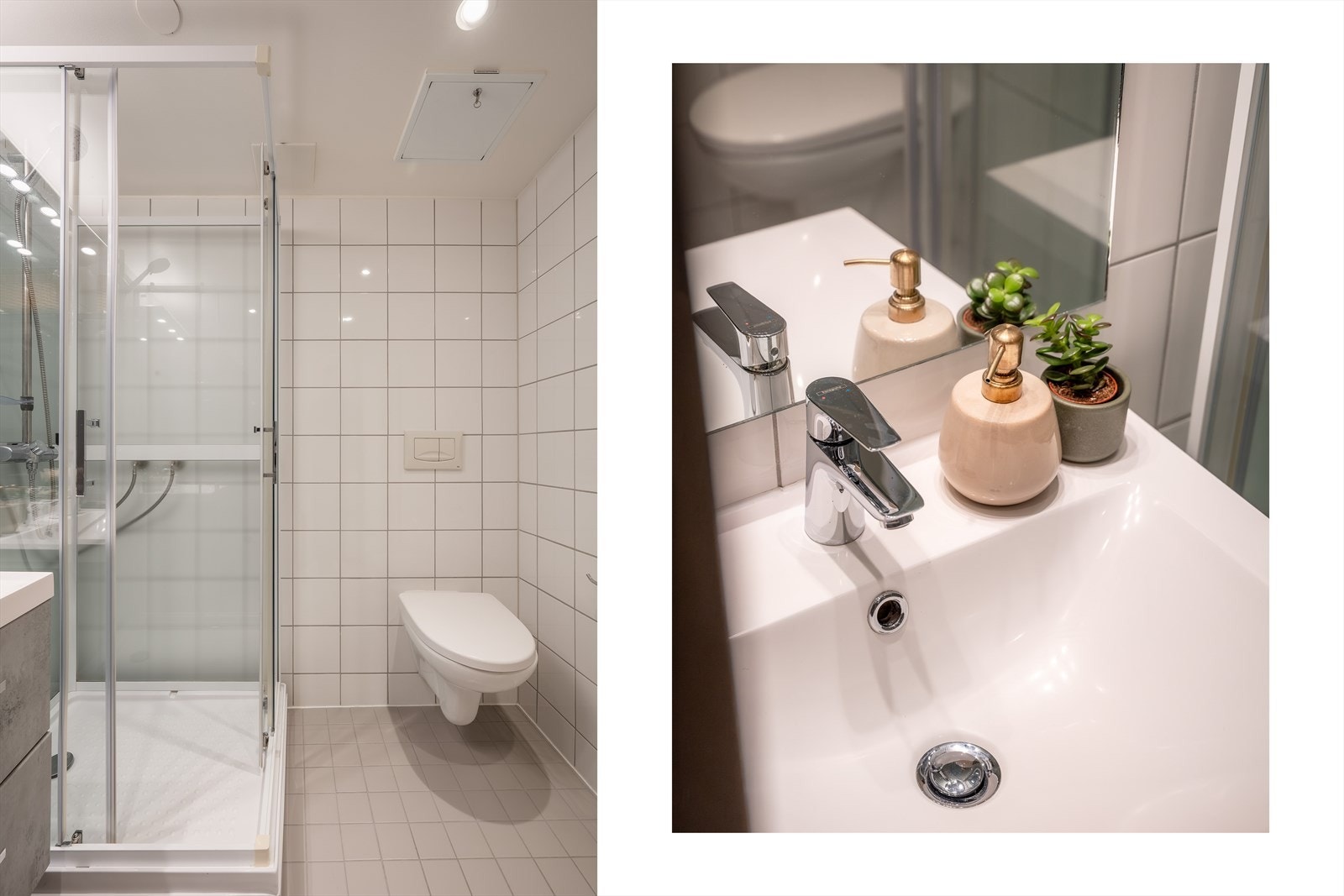 Badet har elektriske varmekabler i gulvet Galleribilde
